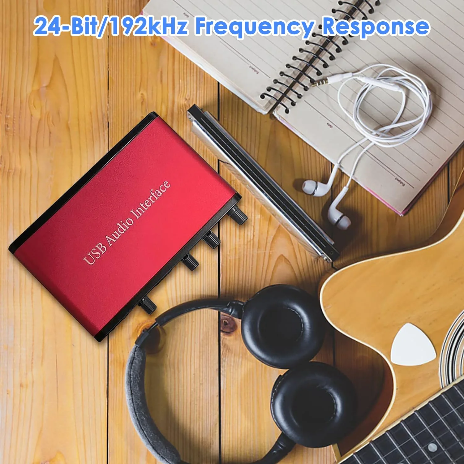 USB Audio Interface 24Bit/192kHz for Recording Podcasting and Streaming, 48V Phantom Power, whit XLR Cable(No Software Included) (192kHz Audio Interface) - Image 6