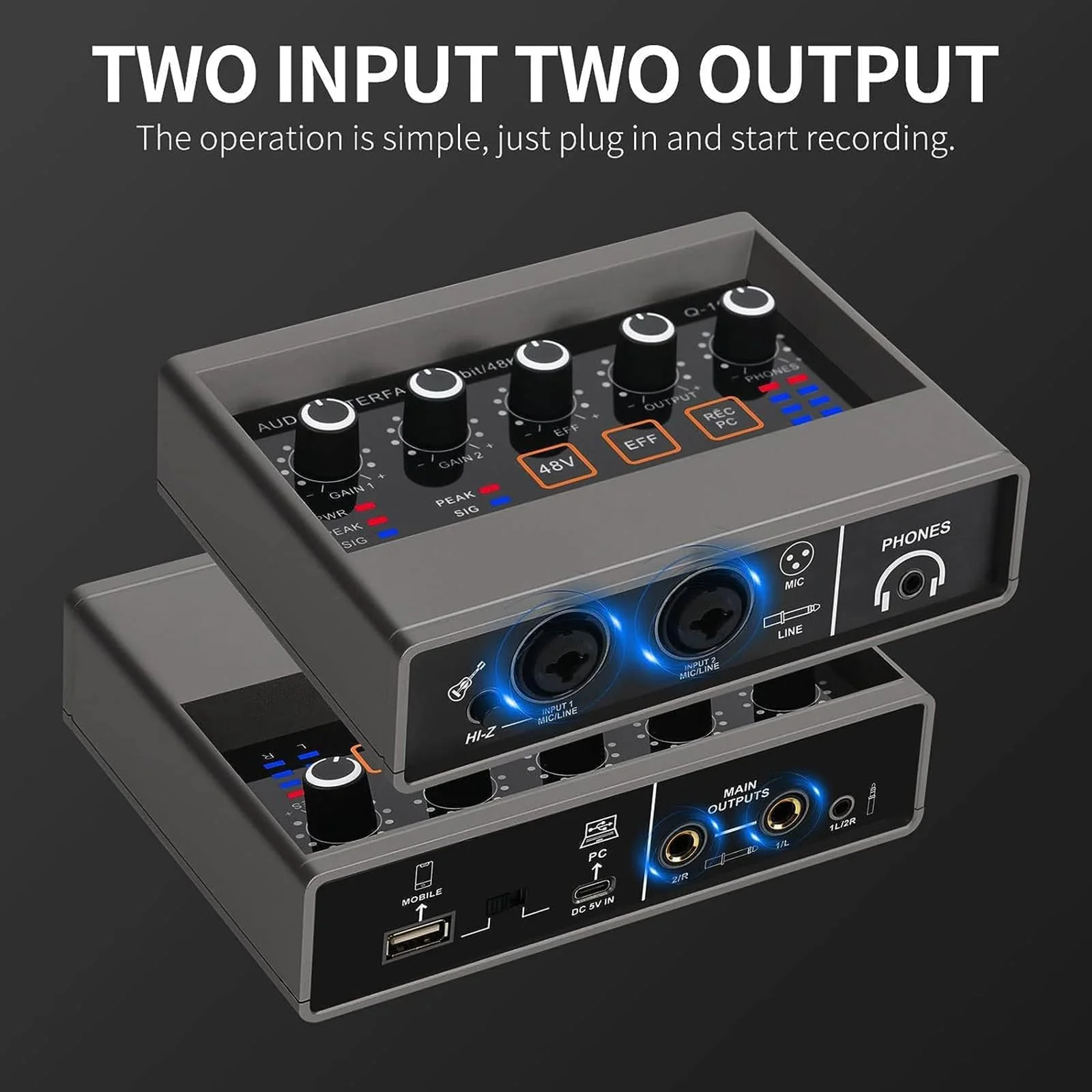 USB Audio Interface for PC with Touch Model, AudioBox Mic Preamps 16 bit/48 kHz Phantom Power XLR 48V Audio Interface for Recording Music, Live Streaming and Podcasting Recording Q16 - Image 4