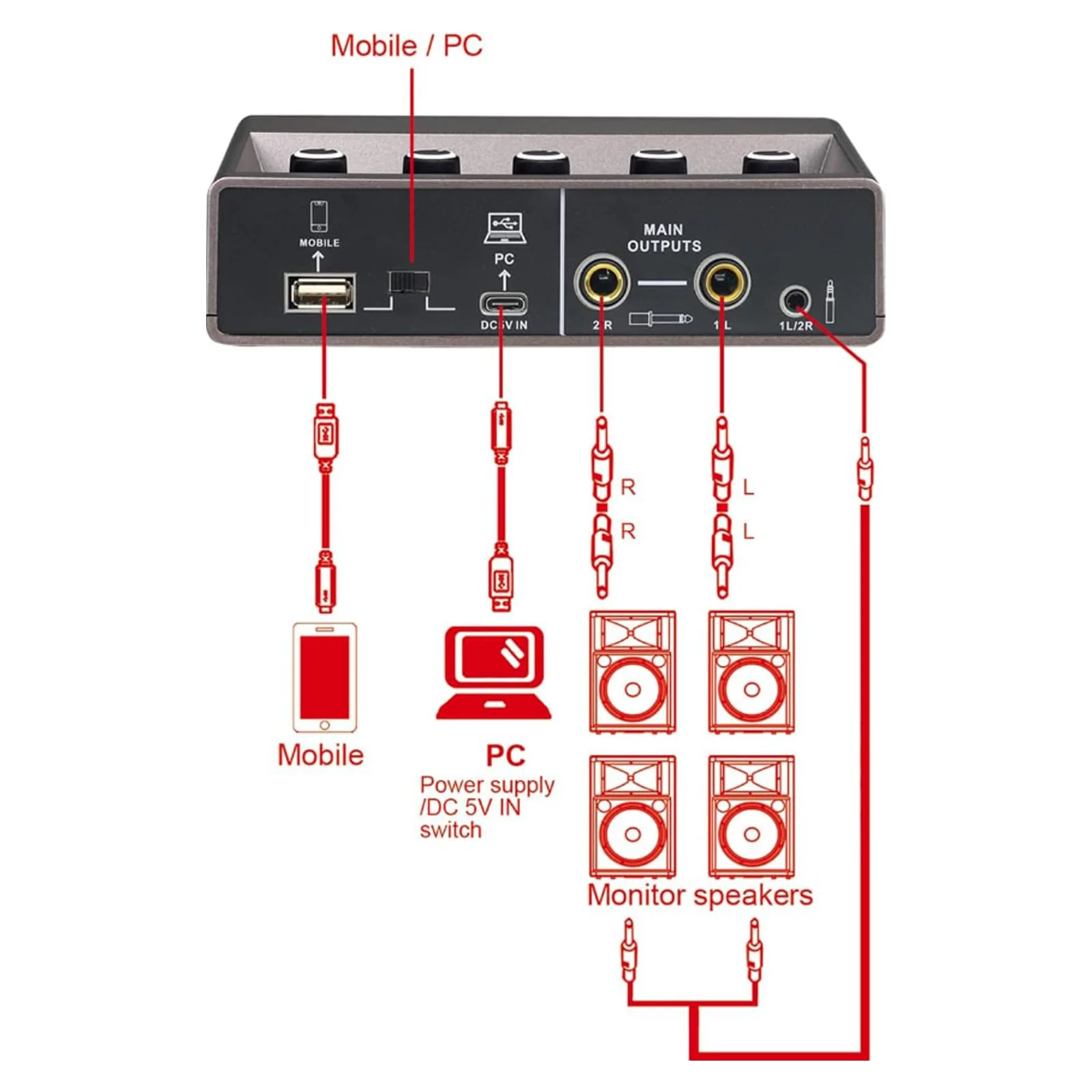 USB Audio Interface for PC with Touch Model, AudioBox Mic Preamps 16 bit/48 kHz Phantom Power XLR 48V Audio Interface for Recording Music, Live Streaming and Podcasting Recording Q16 - Image 7