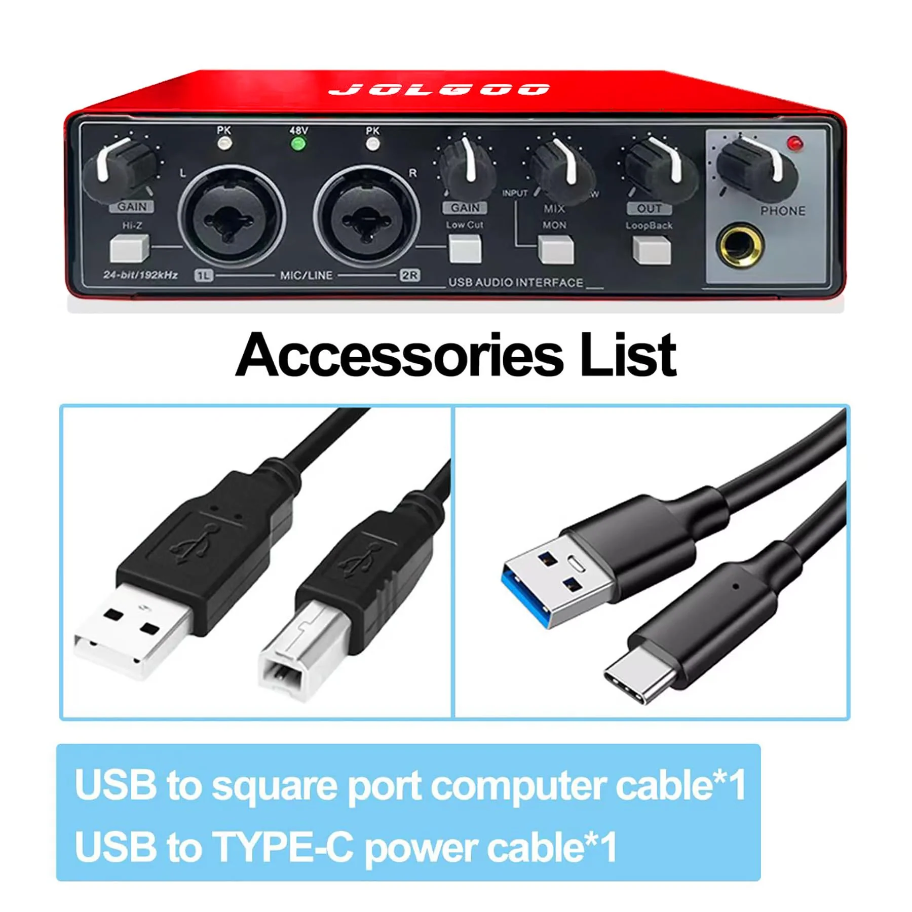 USB Audio Interface, Red 24-Bit/192kHz Plug & Play Sound Card for Recording – XLR/Line In, Headphone Out, Low Latency, Compatible with PC, Mac, Smartphone - Image 6