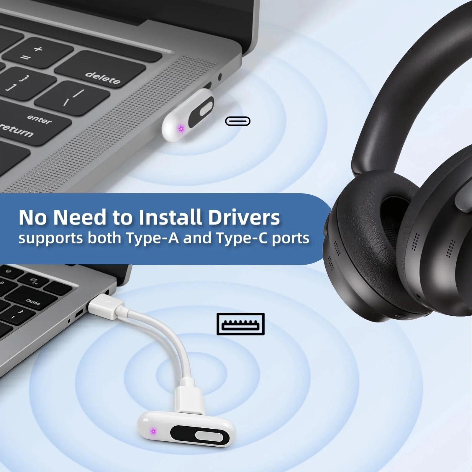 USB-C Bluetooth Audio Adapter for PS5 & PS4, Low Latency Wireless Audio Transmitter with aptX-Adaptive, Bluetooth Headphones & Earbuds - Image 6