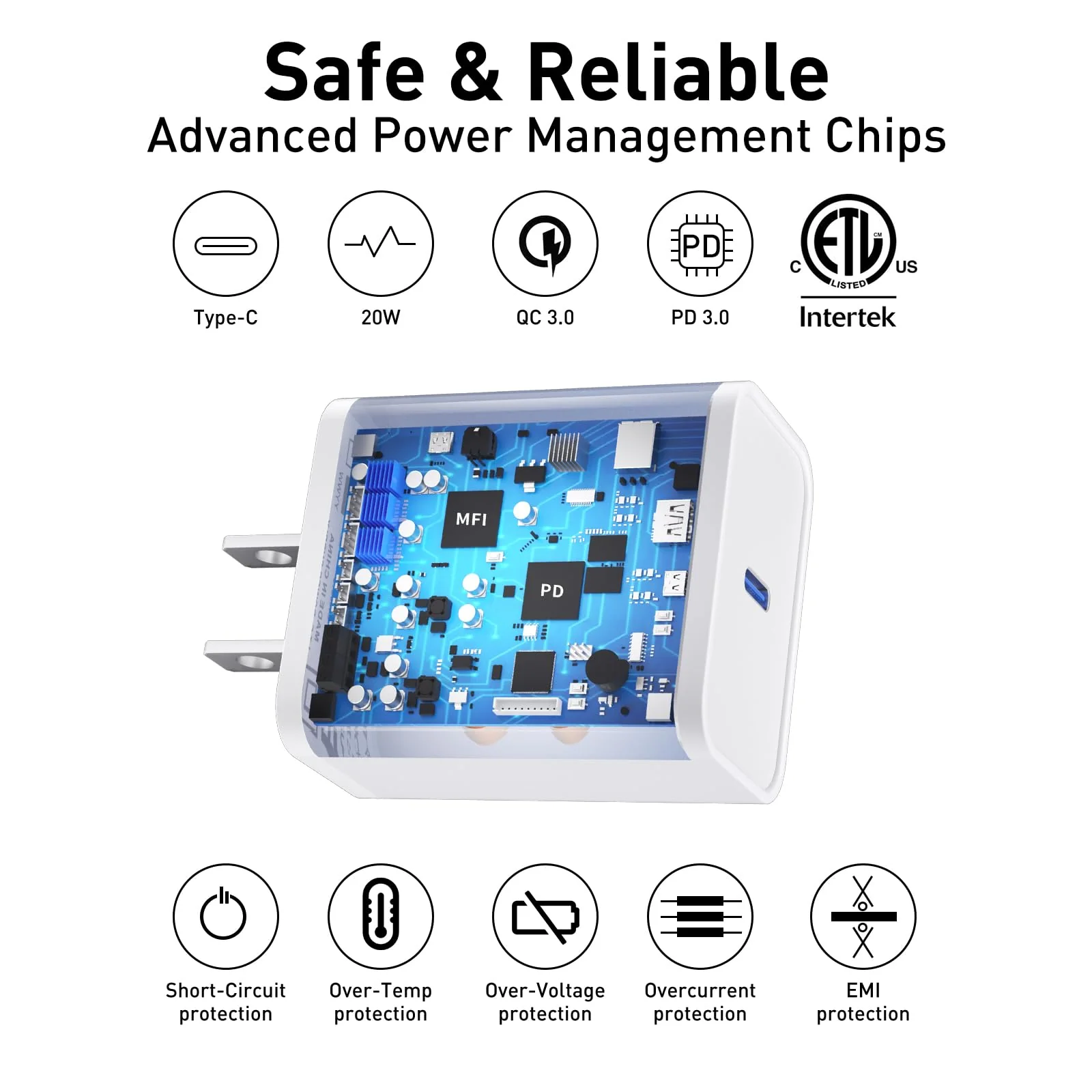 USB C Charger Block 20W, Ocupwei PD 3.0 Fast Charging Wall Charger USBC Power Adapter Type C Brick Cube for iPhone 16/16Pro/16Pro Max/16Plus/15/14/13/12/11, iPad, Samsung, Google[2 Pack] White - Image 3