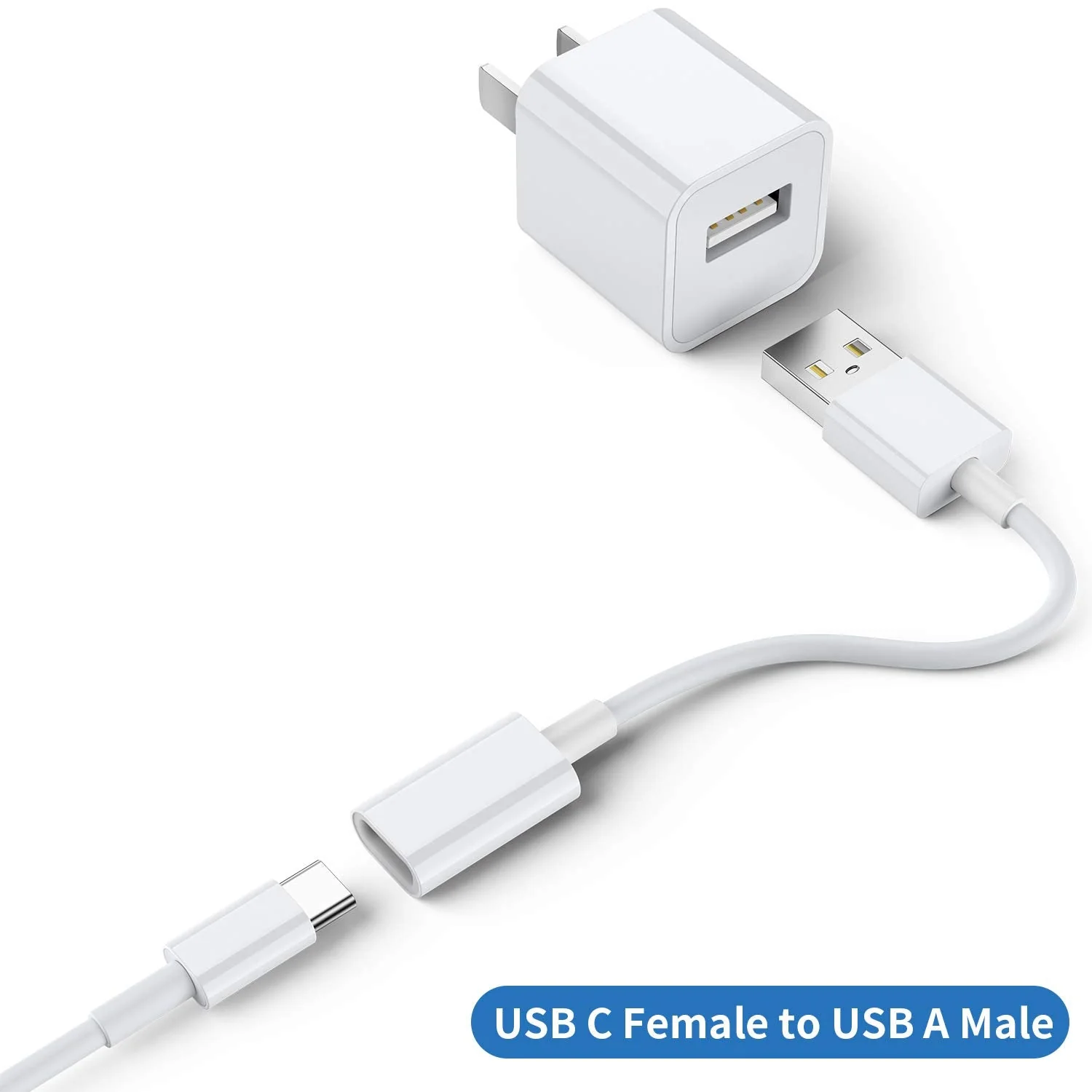USB C Female to USB Male Adapter (3-Pack),Type C to USB A Charger Cable Adapter,Compatible with iPhone 11 12 Pro Max,iPad 2018,Samsung Galaxy Note 10 S20 Plus S20+ 20+ Ultra,Google Pixel 4 3 XL(White) - Image 3
