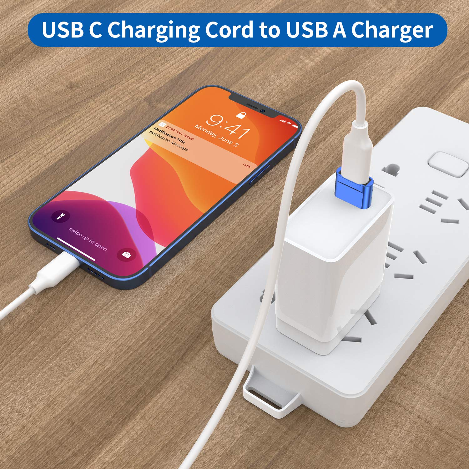 USB C Female to USB Male Adapter (4-Pack),Type C to USB A Charger Cable Adapter for iPhone 11 12 13 14 15 Plus Pro Max,Samsung Galaxy Note 10 S24 S23 S22 Ultra,Google Pixel 4 3 2,iPad Air 4 5 Mini 6 Blue - Image 3