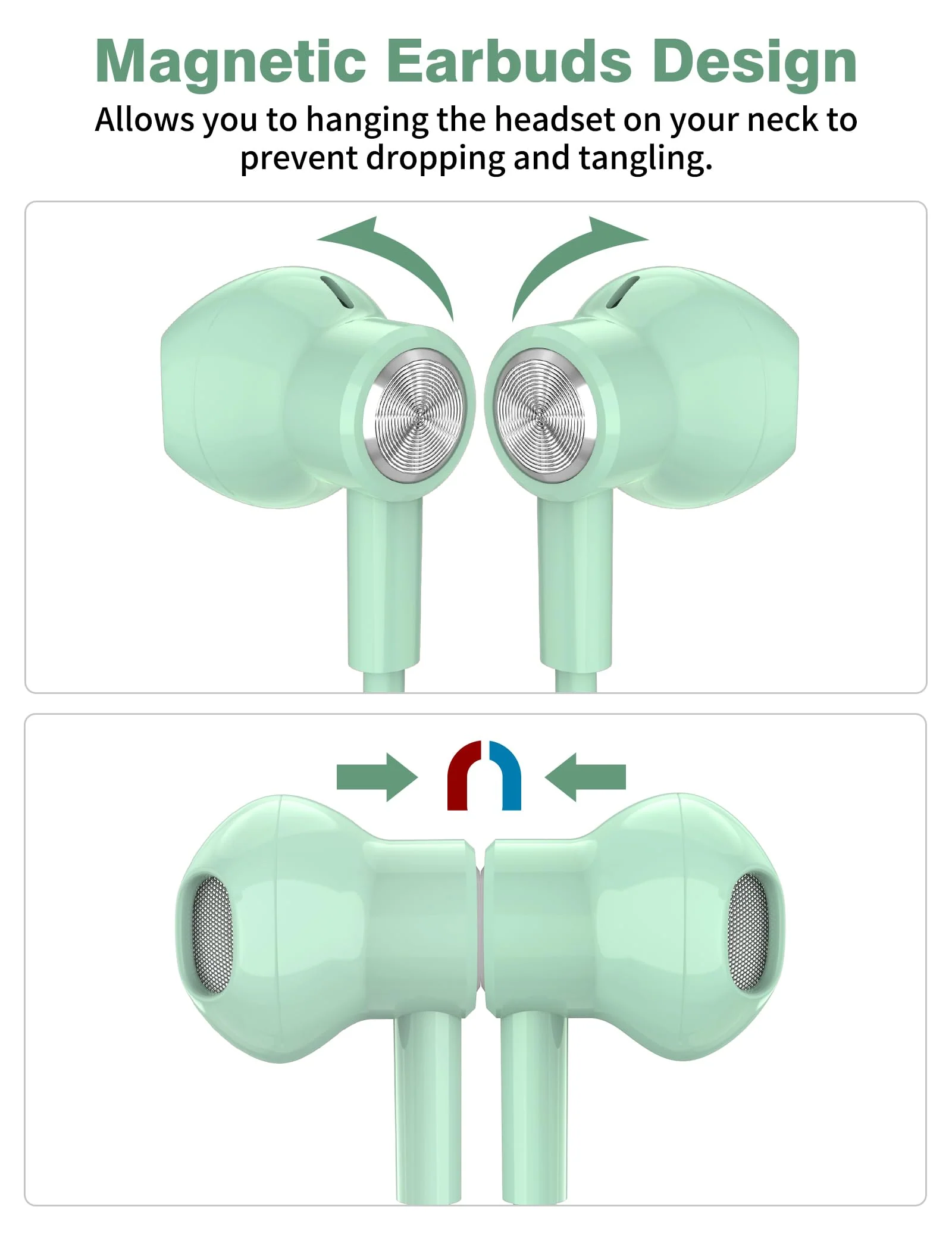USB C Headphones for Apple iPhone 15 Plus Pro Max iPad,Type C Earphone Microphone Magnetic Wired Earbud for Android Samsung Galaxy S24 S23 S22 S21 FE S20 Note 20 Google Pixel 8 7 8A 7A 6A OnePlus Mint - Image 7