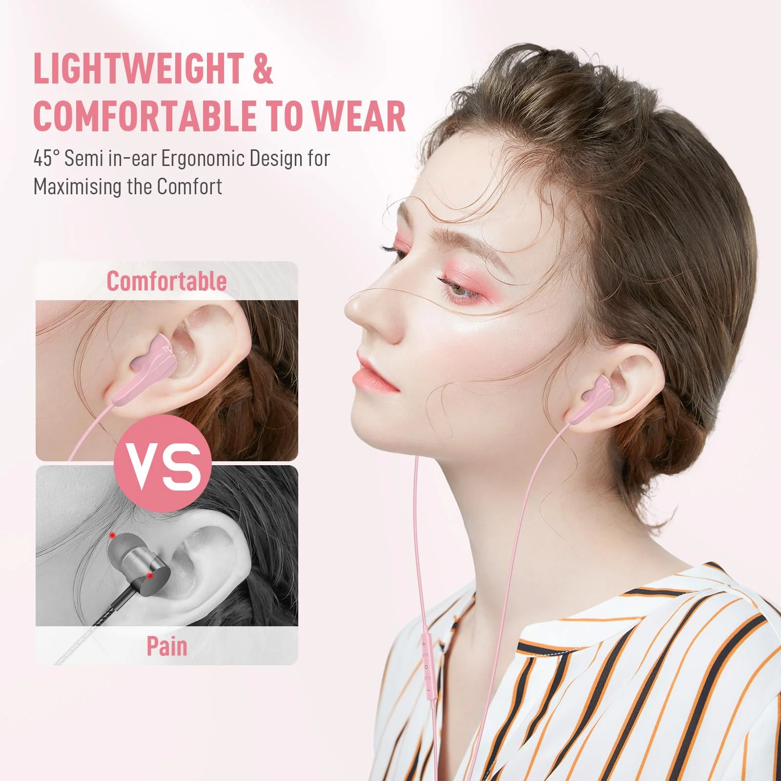 USB C Headphones for iPhone 15 Pro Max Plus iPad Air, Type C Earphones with Mic HiFi Stereo Magnetic USBC Wired Earbuds for Samsung Galaxy S24 Ultra A35 S23 Fe S22+ Flip Fold 5 Pixel 8A 8 7 Pro, Pink - Image 4