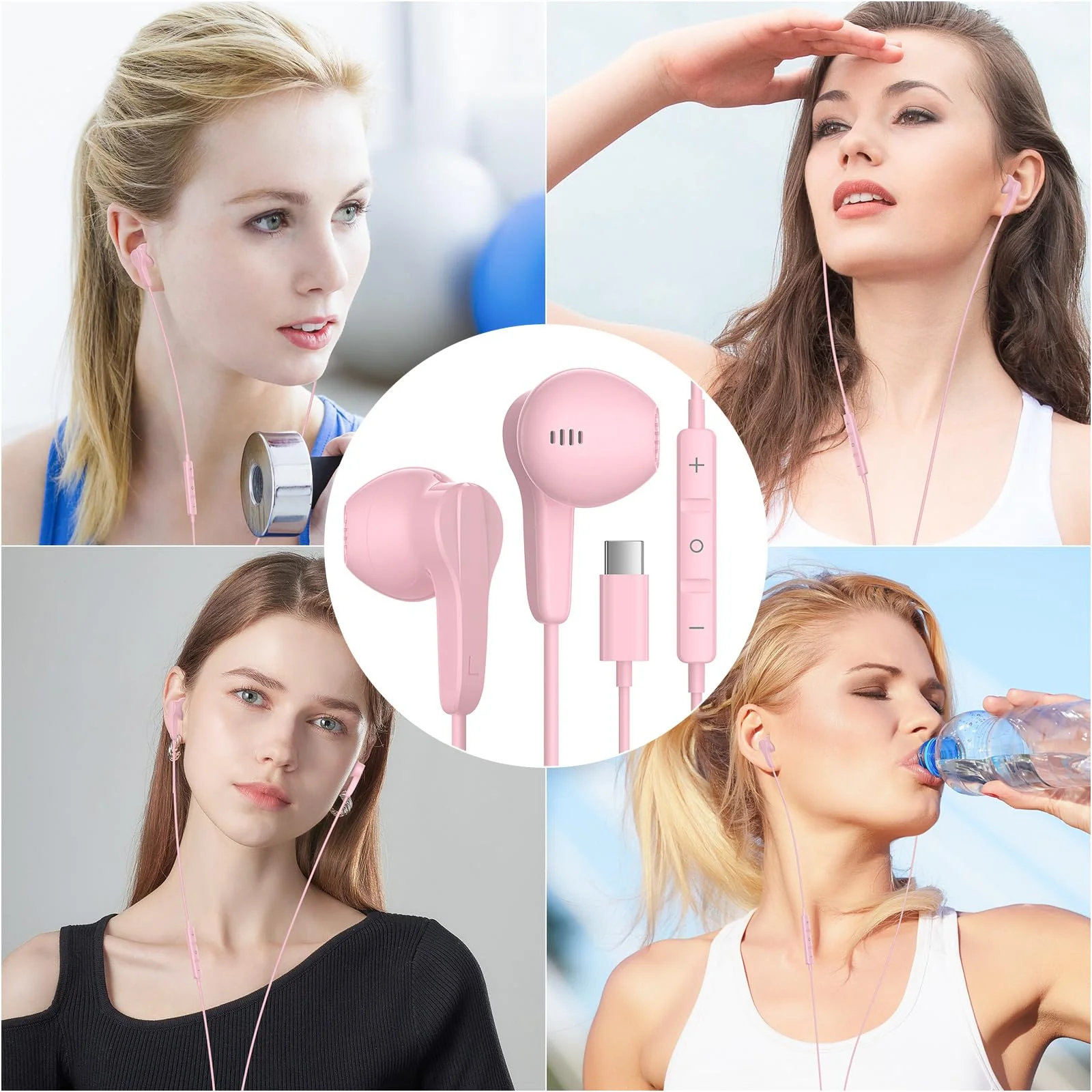 USB C Headphones for iPhone 15 Pro Max Plus iPad Air, Type C Earphones with Mic HiFi Stereo Magnetic USBC Wired Earbuds for Samsung Galaxy S24 Ultra A35 S23 Fe S22+ Flip Fold 5 Pixel 8A 8 7 Pro, Pink - Image 7