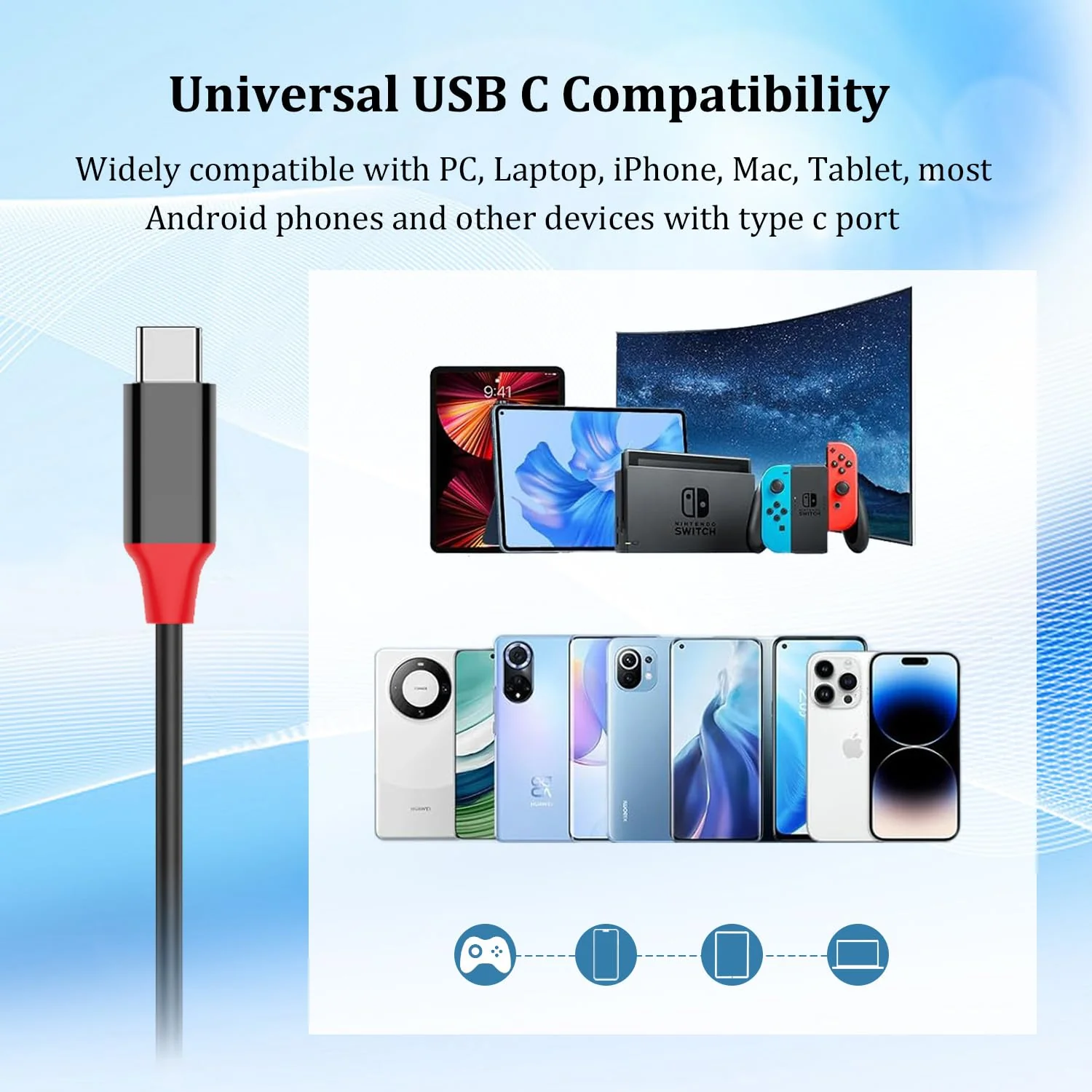 USB C Headset with Microphone Noise Cancelling for PC Mac, Wired USB Type C Headphones for iPhone Android Samsung Laptop Zoom Skype Webinars Home Office, in-line Control, Clear Chat - Image 5