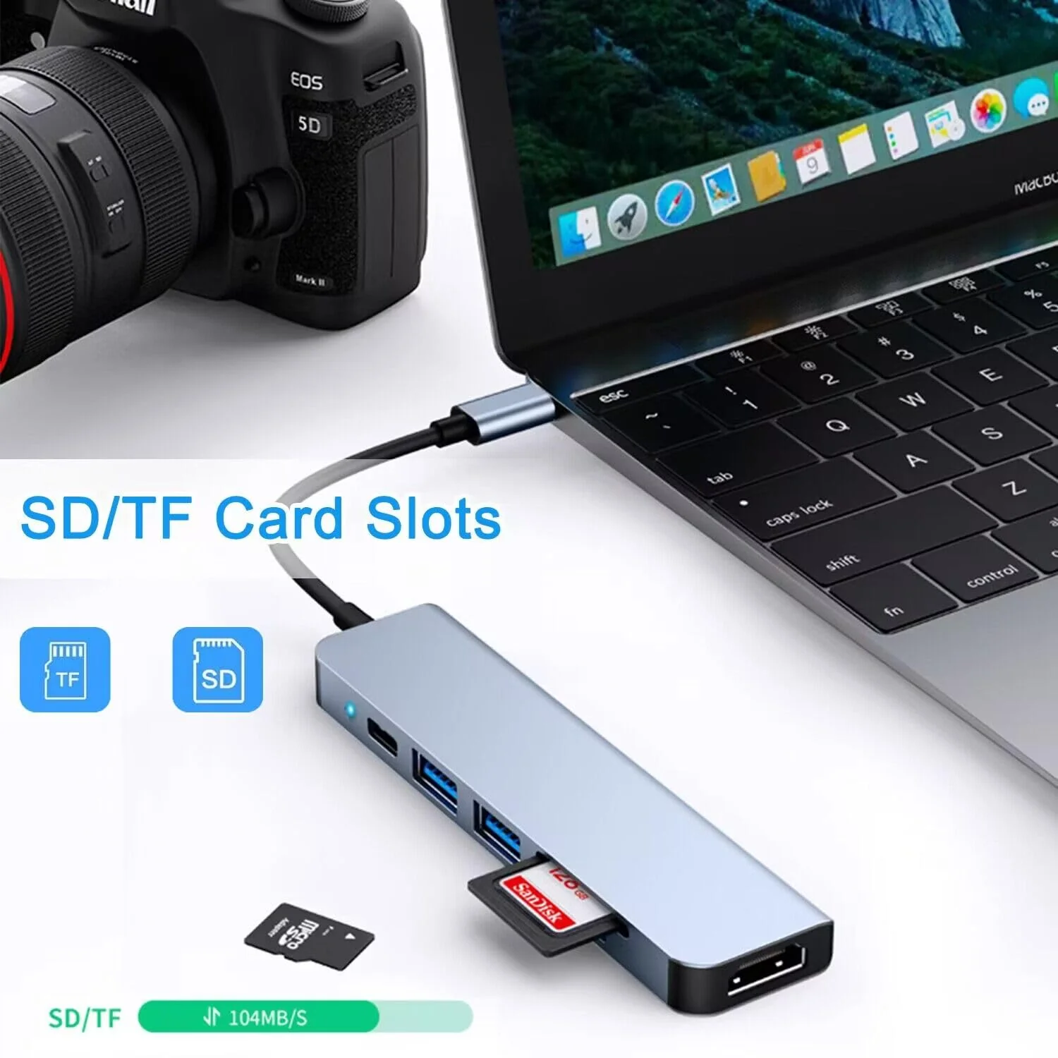 USB C Hub HDMI Adapter, USB C SD Card Reader, USB C to HDMI 4K with100W PD, USB 3.0, SD/TF Card Reader for iphone 15, MacBook Air/Pro, iPad Pro, Mac, Dell/Acer/HP/ASUS/Switch - Image 6