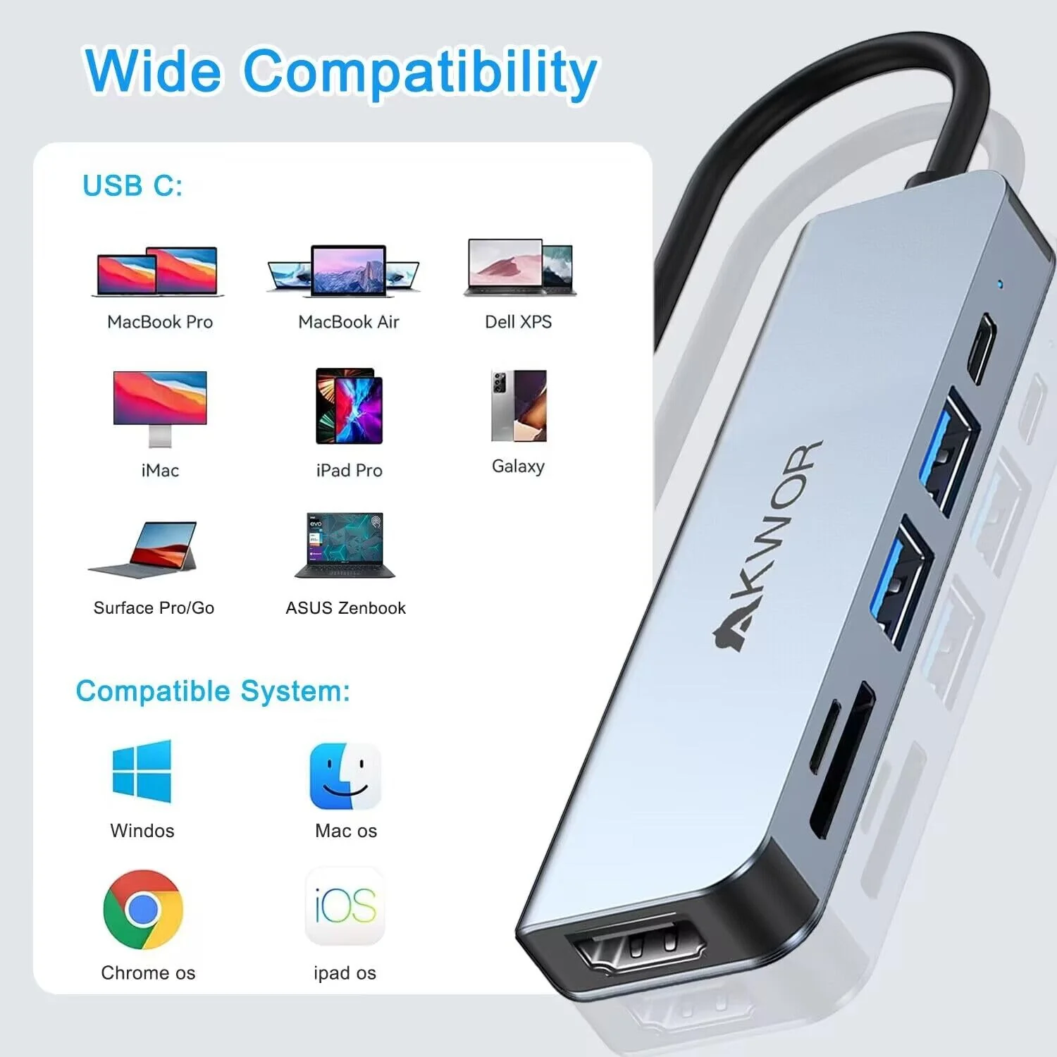 USB C Hub HDMI Adapter, USB C SD Card Reader, USB C to HDMI 4K with100W PD, USB 3.0, SD/TF Card Reader for iphone 15, MacBook Air/Pro, iPad Pro, Mac, Dell/Acer/HP/ASUS/Switch - Image 7