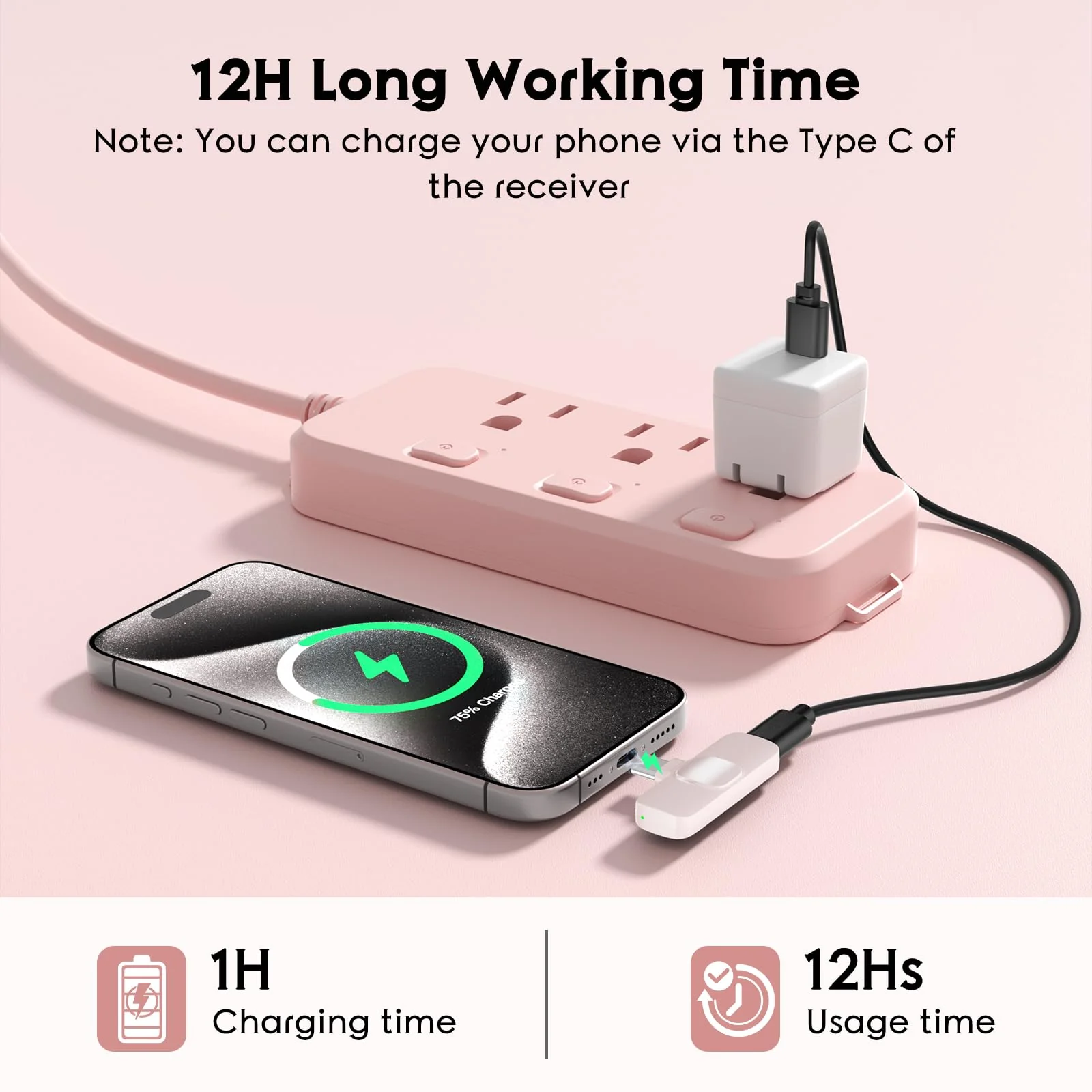USB C Mini Wireless Lavalier Microphone for iPhone 15 16, iOS and Android Devices - Noise Reduction Lapel Mic for Recording, Clip Omni Lav Mic for Video Recording, Tiktok, Youtube, Vlog (Pink) White M2 USB C - Image 4