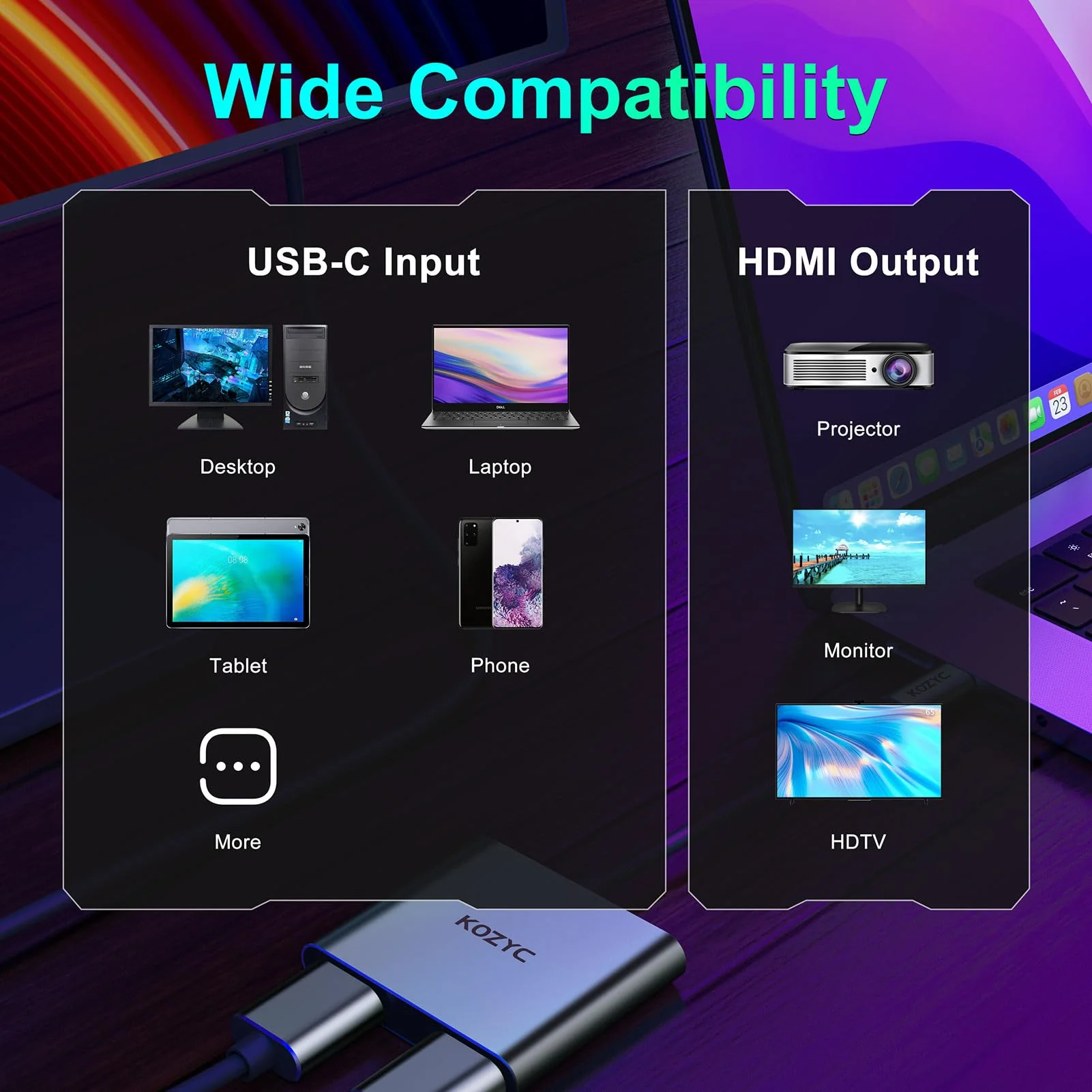 USB C to Dual HDMI Adapter 4K@60hz, Type C to HDMI Splitter Extended Display for MacBook/MacBook Pro Air Dell XPS13/15, Samsung Galaxy S9/S9+ [MST Mode (Extended displays) Only for Win OS] 2-in-1 USB-C to dual HDMI - Image 6