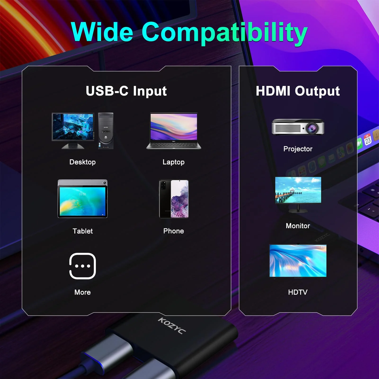 USB C to Dual HDMI Adapter 4K@60hz, Type C to HDMI Splitter Extended Display for MacBook/MacBook Pro Air Dell XPS13/15, Samsung Galaxy S9/S9+ [MST Mode (Extended displays) Only for Win OS], Black 2-IN-1 USB-C Hub Dual HDMI Black - Image 6