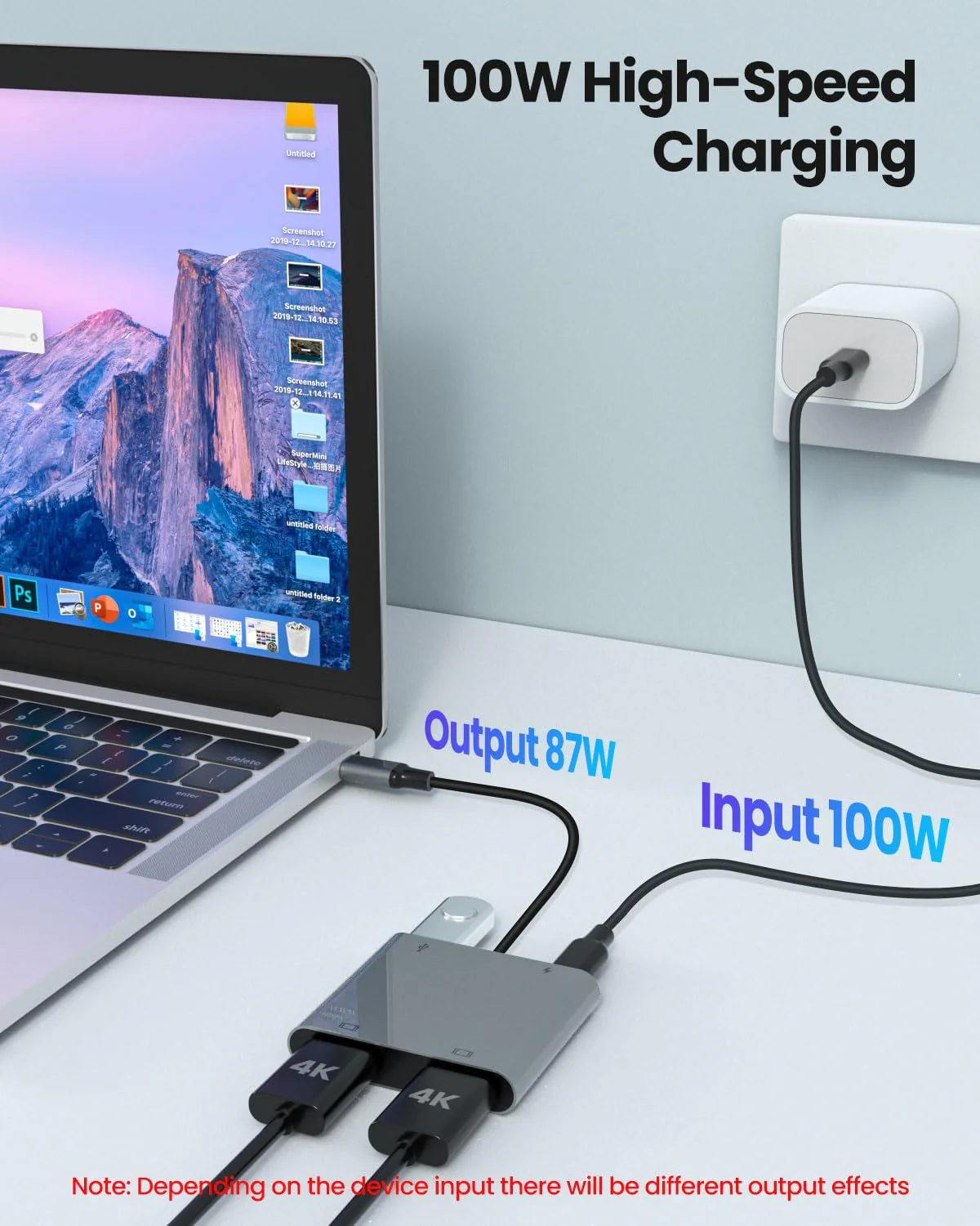 USB C to Dual HDMI Adapter, USB C Hub with 2 HDMI, Dual 4K@60Hz with 100W PD, USB-A, Laptop Dual Monitor Support USB C to HDMI Splitter Extended Display for USB C Device(MST is not Supported on MacOS) 4 in1 USB C HUB - Image 5
