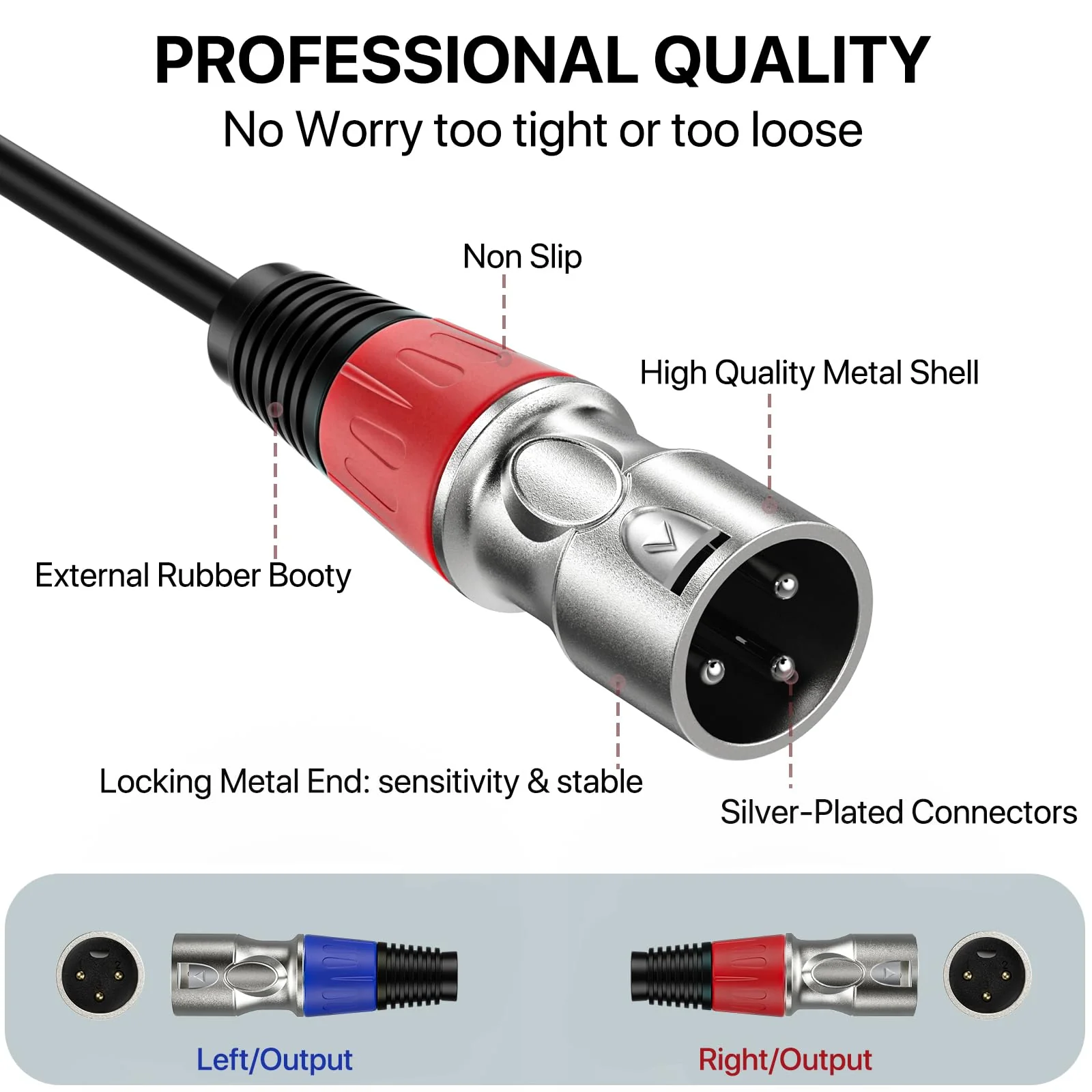 USB C to Dual XLR Male Audio Cable, 32Bit/384Khz USB Type C to 2 XLR Male Adapter Stereo Power Amplifier Cable for Connecting Smartphones USB C to Active Speaker, Laptops,Mixer Console (2M/ 6.6FT) - Image 3