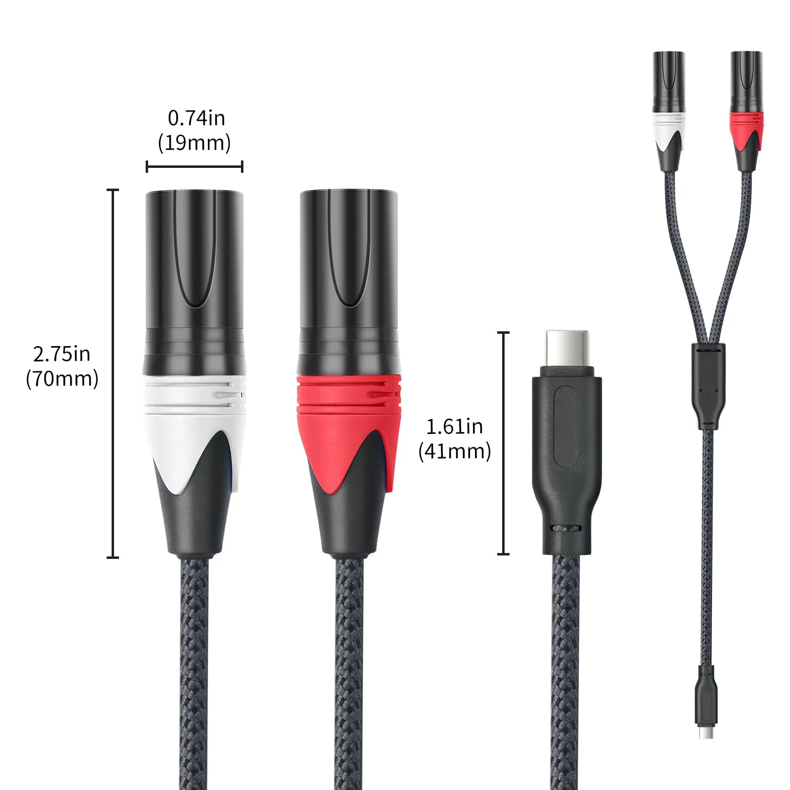 USB C to Dual XLR Male Audio Cable,Upgrade USB C to 2 XLR Male 32Bit/384Khz Stereo Audio Cable,Mobile Phone USB c Connection Active Speaker, Power Amplifier Audio Cable10FT 3M/10FT Upgraded style - Image 4