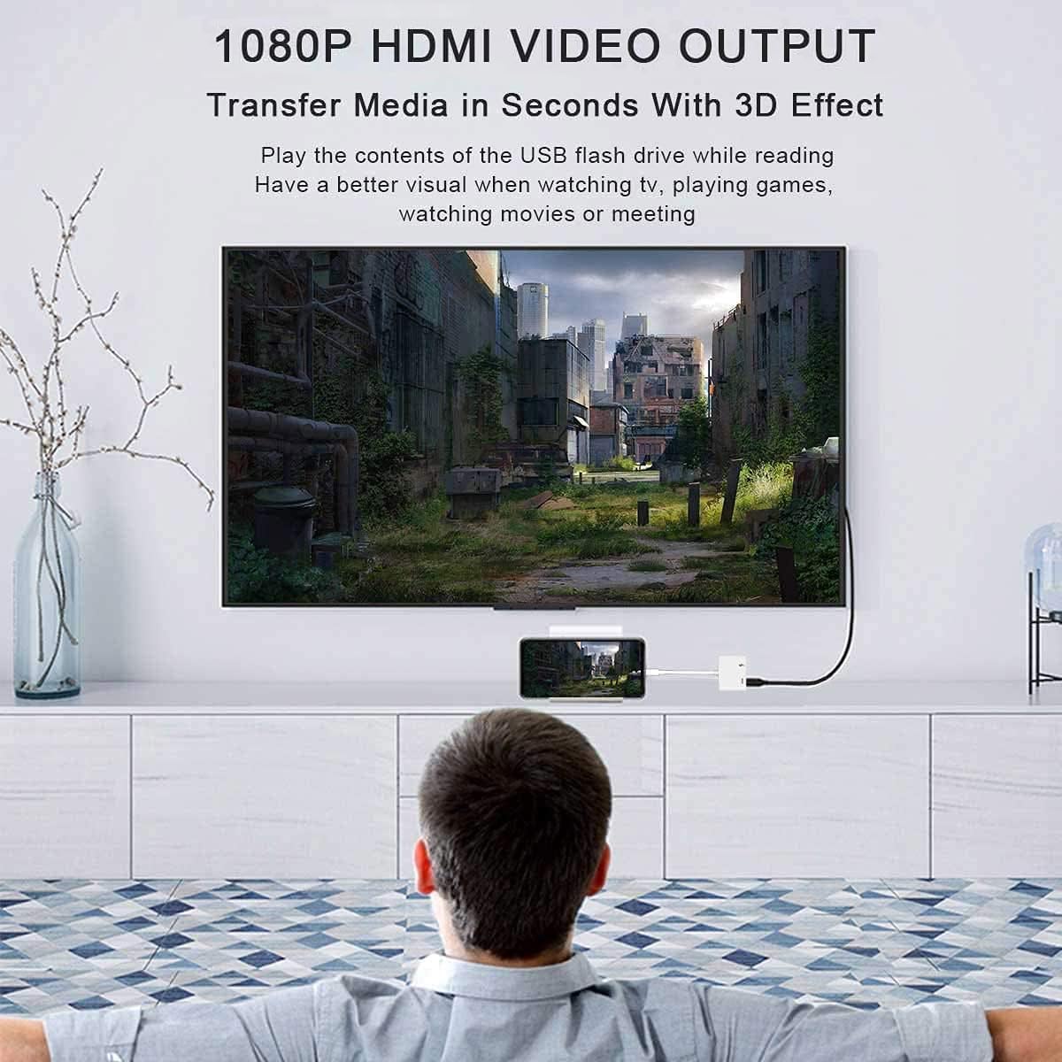 USB C to HDMI Digital AV Adapter for iPhone 15,1080P Video & Audio Sync Screen Converter AV Adapter with Charging Port for iPhone 15Pro/Max,MacBook Pro/Air 2023,iPad Pro,iMac,S23,XPS 17,Surface Book 3 White - Image 5