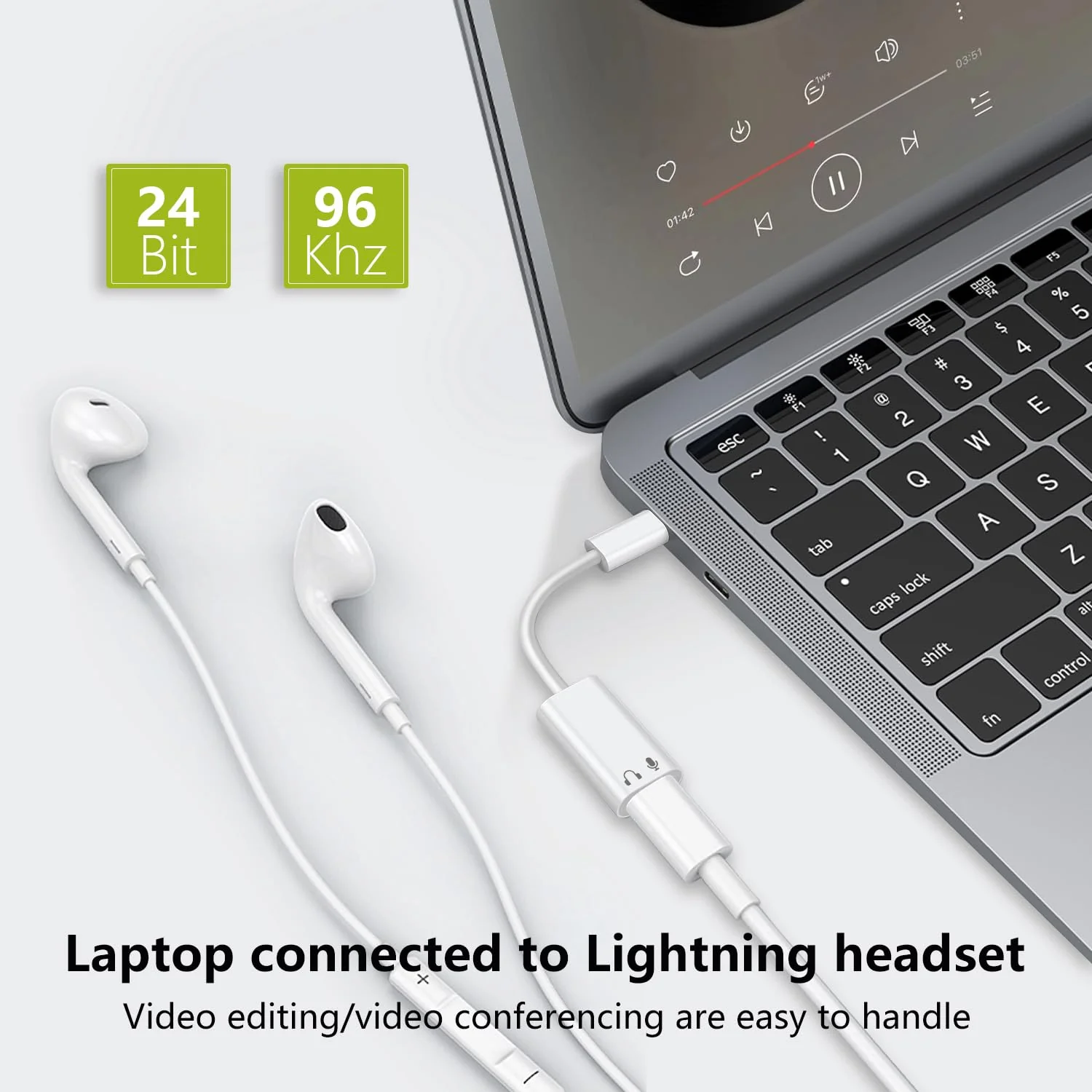USB C to Lightning Audio Adapter, USB Type C Male to Lightning Female Earphone Converter Compatible with iPhone 16/16Pro/15/15Pro, iPad Pro, iPad Air 6/5/4, MacBook and More (Audio Only, No Charge) White - Image 6