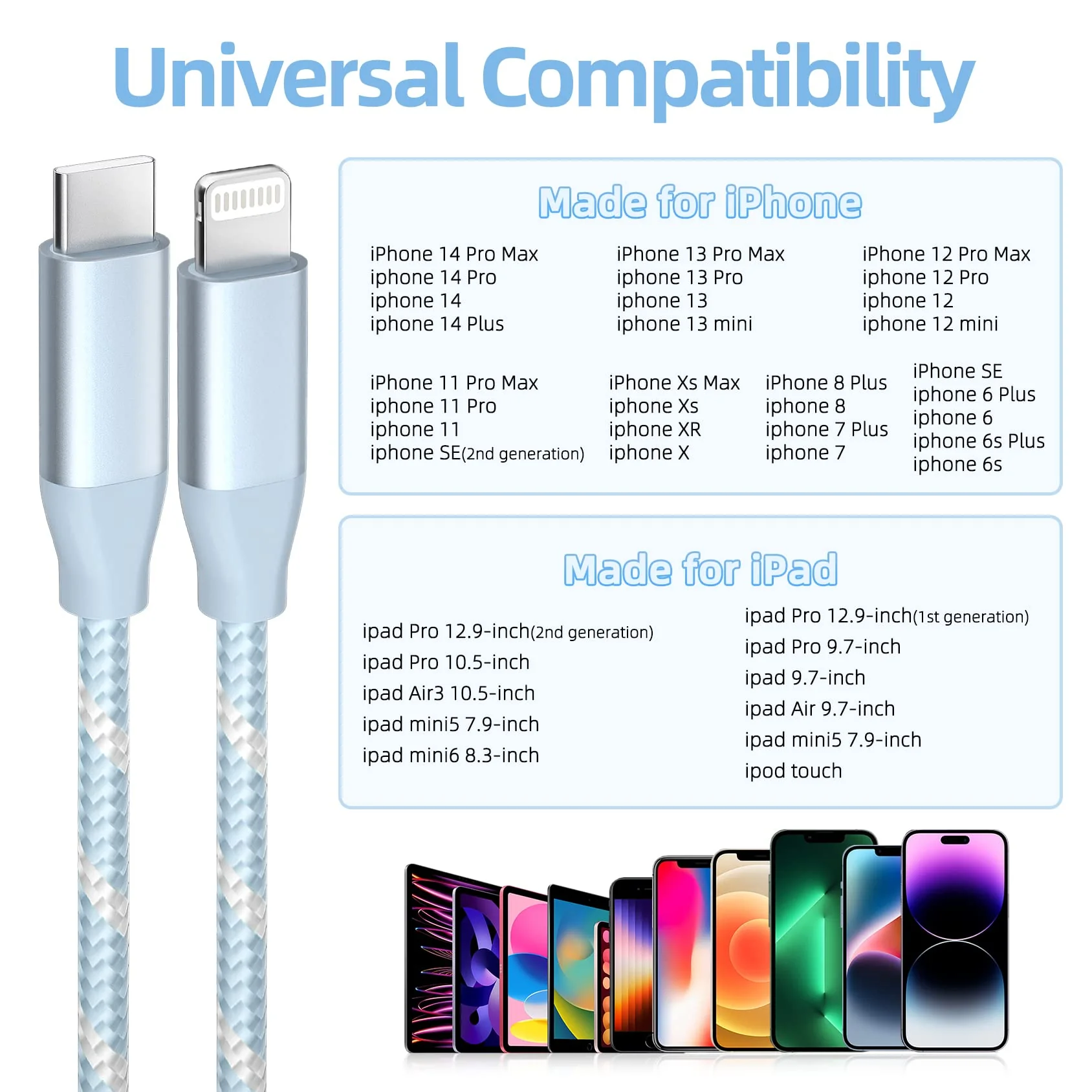 USB C to Lightning Cable 3 Pack 6FT Apple MFi Certified iPhone Charger Fast Charging Type c to Lightning Cable iPhone Fast Charger for iPhone 14 13 12 11 Pro Max Xr Xs 8 and More - Image 7
