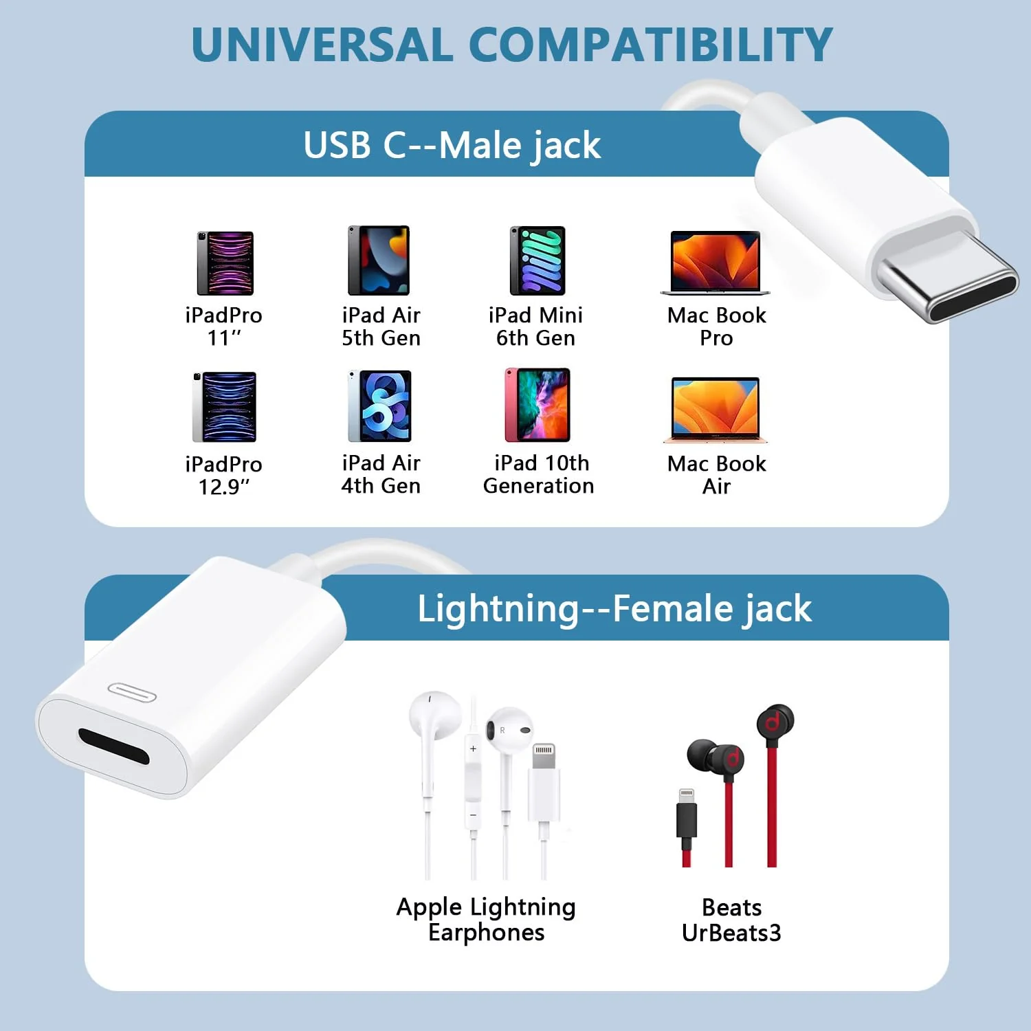 USB C to Lightning Headphone Audio Adapter for iPhone 16 15 Plus Pro Max with Charge Data,Type C Male to Female Lightning Earphone Converter Dongle for iPad Pro Air Mini MacBook - Image 2