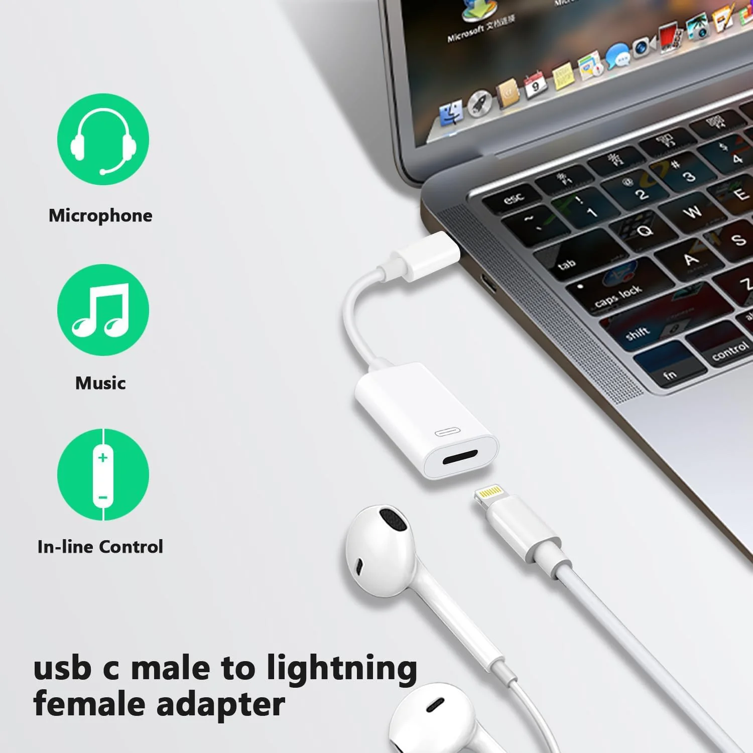 USB C to Lightning Headphone Audio Adapter for iPhone 16 15 Plus Pro Max with Charge Data,Type C Male to Female Lightning Earphone Converter Dongle for iPad Pro Air Mini MacBook - Image 3