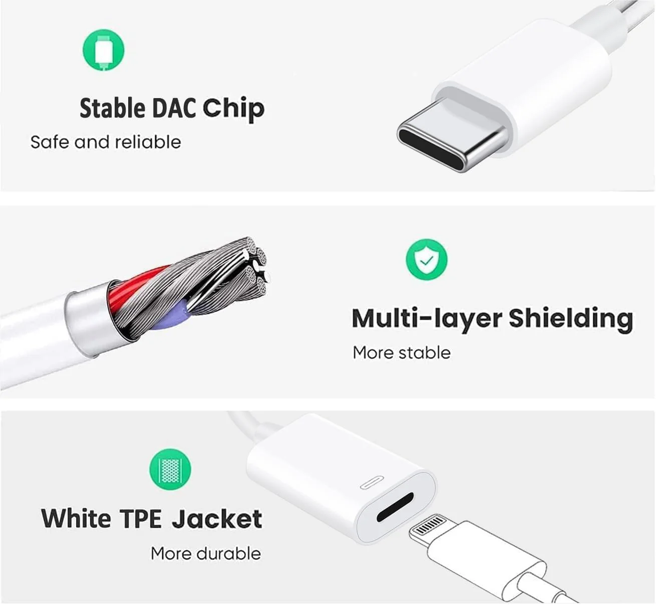 USB C to Lightning Headphone Audio Adapter for iPhone 16 15 Plus Pro Max with Charge Data,Type C Male to Female Lightning Earphone Converter Dongle for iPad Pro Air Mini MacBook - Image 7
