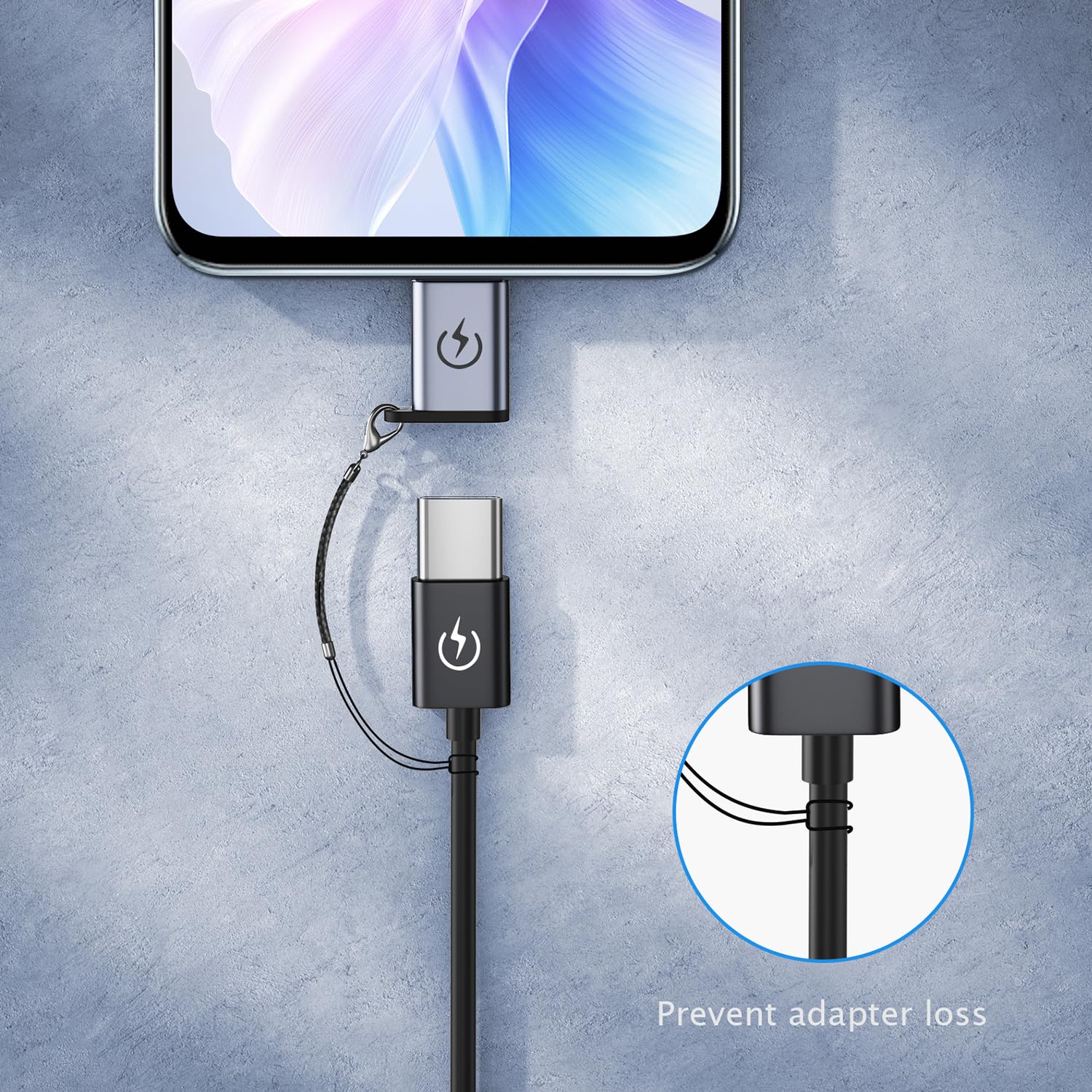 USB C to Micro USB Adapter (4 Pack), USB Type C Female to Micro USB Male Converter Compatible with Samsung Galaxy S6/S7 Edge, LG Nexus 4/5/6 and More Micro USB Devices (Grey) - Image 3
