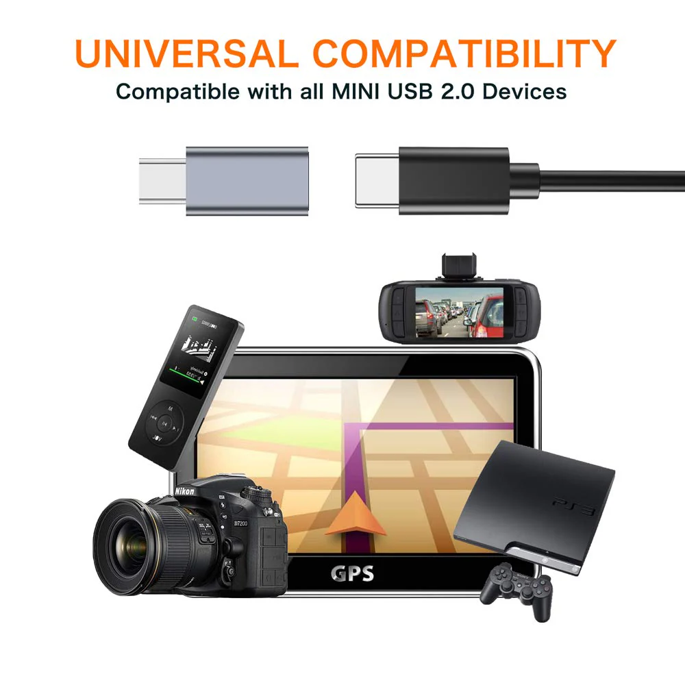 USB C to Mini USB 2.0 Adapter, (2-Pack)Type C Female to Mini USB 2.0 Male Convert Connector Support Charge & Data Sync Compatible GoPro Hero 3+, MP3 Players, Dash Cam, Digital Camera, GPS Receiver etc - Image 5