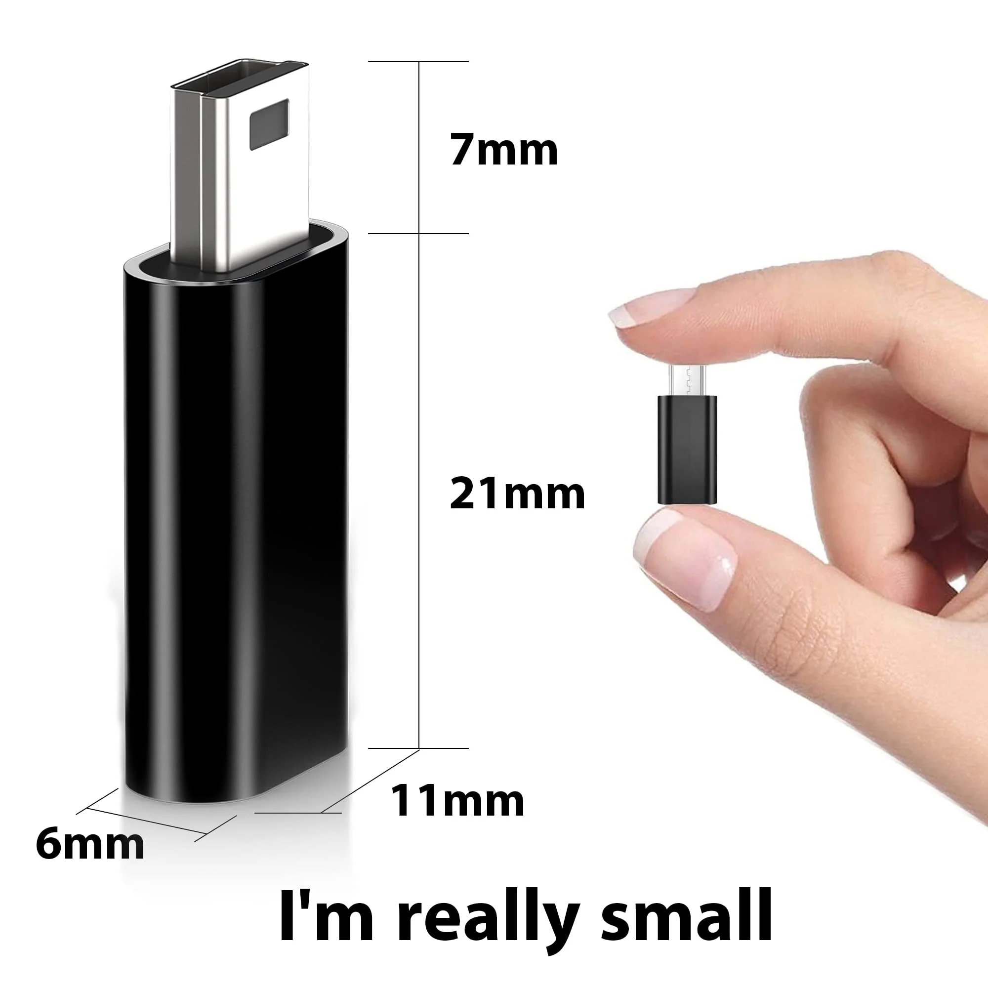USB C to Mini USB Adapter, Type C Female to Mini USB 2.0 Male Convert Connector Support Charge & Data Sync Compatible GoPro Hero 3+, MP3 Players, Dash Cam, Digital Camera, Receiver etc(2-Pack) Black - Image 3