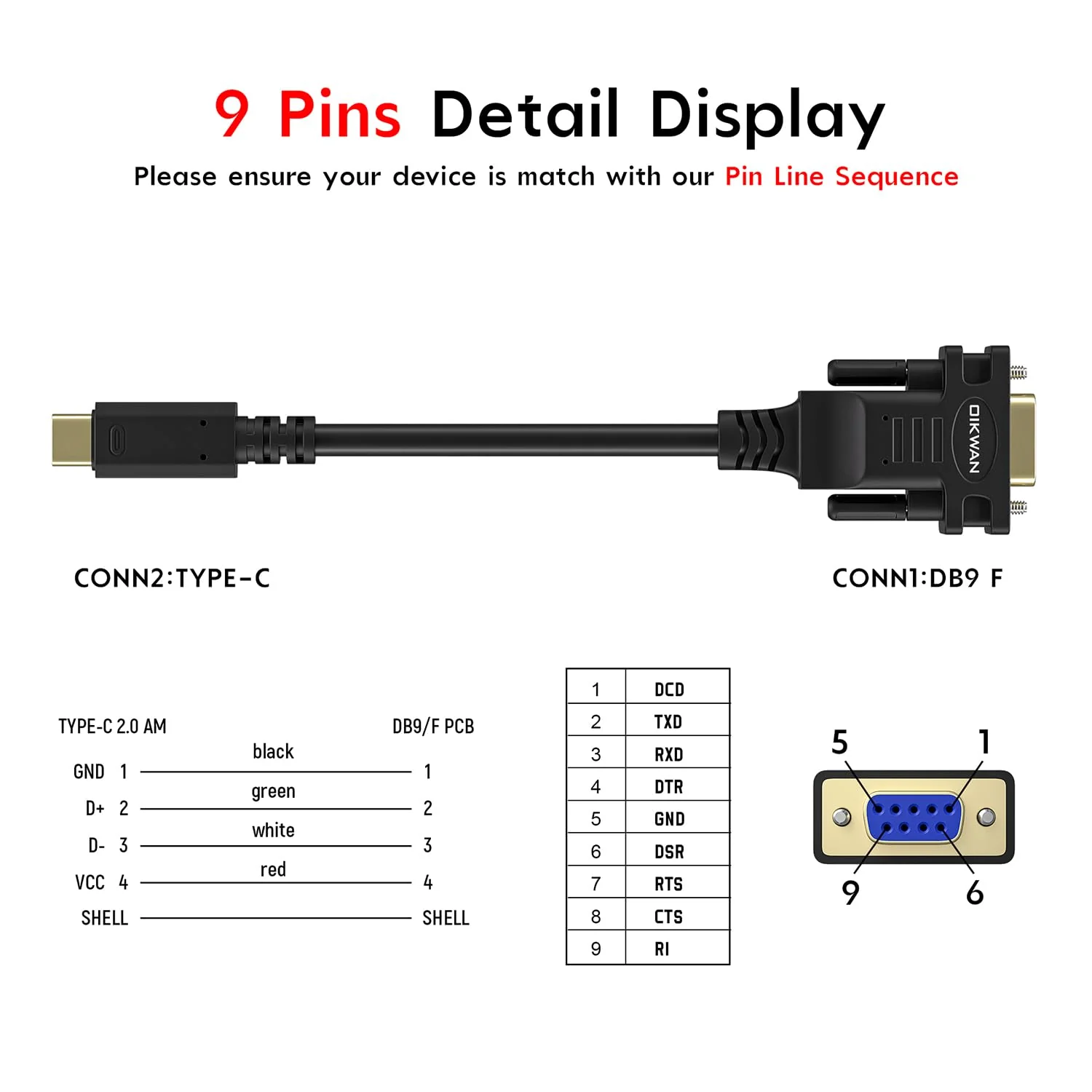 USB-C to Serial Adapter, 6FT RS232 DB9 Female Converter Cable, FTDI Chip, Compatible with Windows, Mac, Linux, Type C Device, Industrial Applications, Data Communication RS-232 DB9 Female to USB-C - Image 4