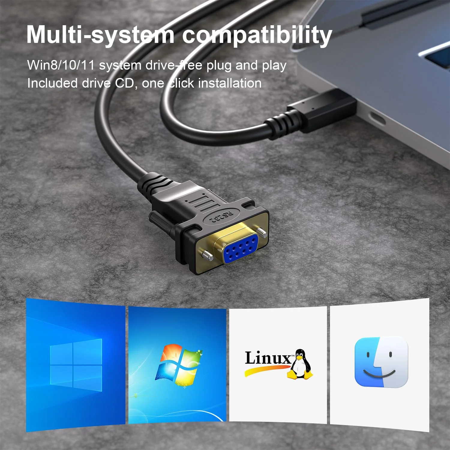 USB-C to Serial Adapter, 6FT RS232 DB9 Female Converter Cable, FTDI Chip, Compatible with Windows, Mac, Linux, Type C Device, Industrial Applications, Data Communication RS-232 DB9 Female to USB-C - Image 7