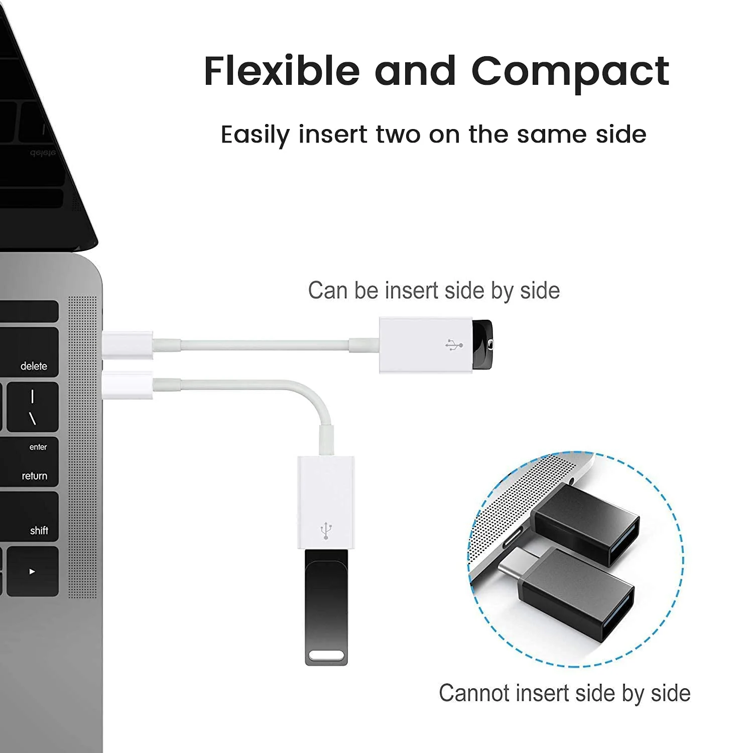 USB C to USB 3.0 Adapter [2 Pack], Type C Male to USB Female OTG Cable Thunderbolt3 to USB 3.1 Adapter Compatible with MacBook Pro/Air M2/M1, iPhone 16,15 Pro Max,iPad Pro,Galaxy S24/S23/S22/S21 - Image 2