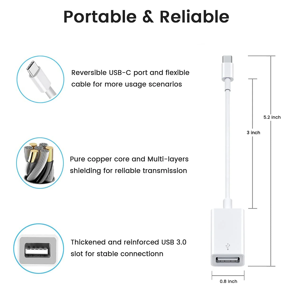 USB C to USB 3.0 Adapter [2 Pack], Type C Male to USB Female OTG Cable Thunderbolt3 to USB 3.1 Adapter Compatible with MacBook Pro/Air M2/M1, iPhone 16,15 Pro Max,iPad Pro,Galaxy S24/S23/S22/S21 - Image 7