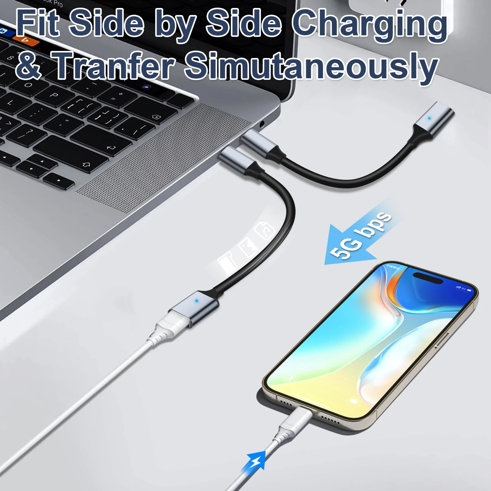 USB C to USB 3.0 Adapter [2 Pack], Type C Male to USB Female OTG Cable Thunderbolt3 to USB Adapter Compatible for iPhone 16 Pro Max/16 Plus/16/15 iPad MacBook Pro/Air Samsung Galaxy S24/S23/S22/S21 - Image 4