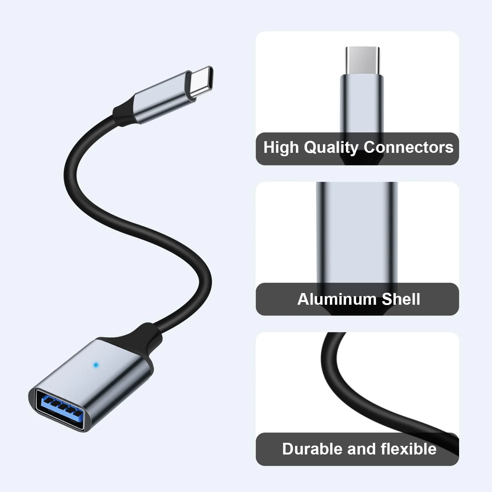 USB C to USB 3.0 Adapter [2 Pack], Type C Male to USB Female OTG Cable Thunderbolt3 to USB Adapter Compatible for iPhone 16 Pro Max/16 Plus/16/15 iPad MacBook Pro/Air Samsung Galaxy S24/S23/S22/S21 - Image 8