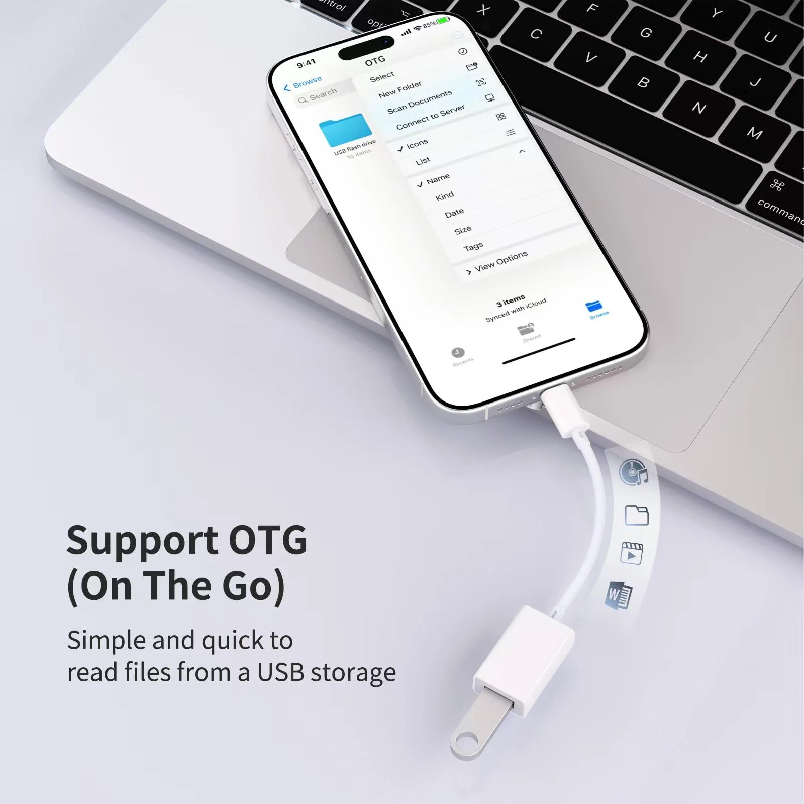 USB C to USB 3.0 Adapter [2 Pack], USB C Male to USB Female OTG Cable Thunderbolt3 to USB Adapter Compatible with MacBook Pro/Air, iPhone 16 Pro Max/16 Plus/16/15, Galaxy S24/S23/S22/S21 White - Image 5