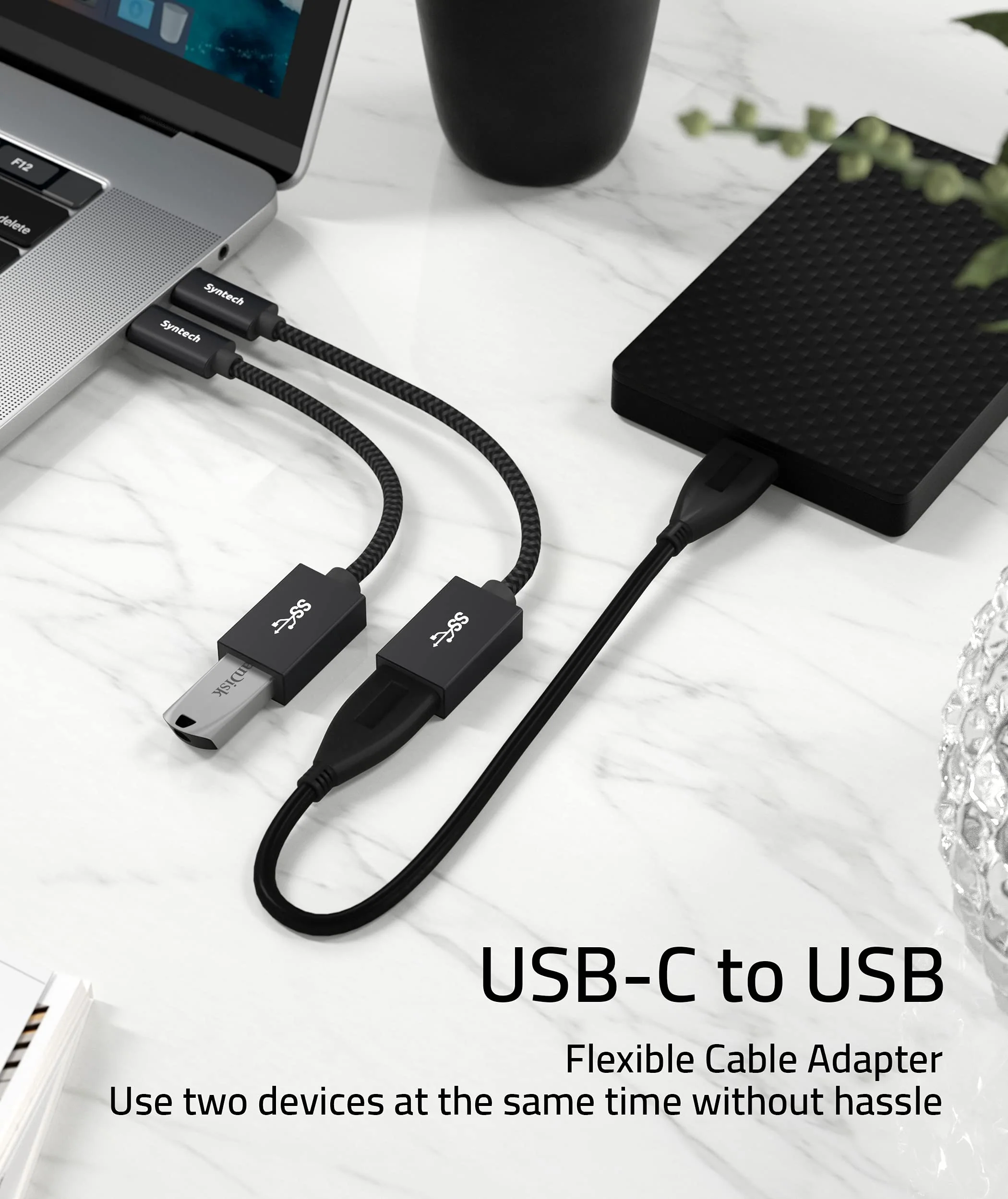 USB C to USB Adapter, 2 Pack USB C to USB3 Adapter,USB Type C to USB,Thunderbolt 3 to USB Female Adapter OTG Cable Compatible with iPad Air 2020, MacBook Pro, Air and More Black - Image 2