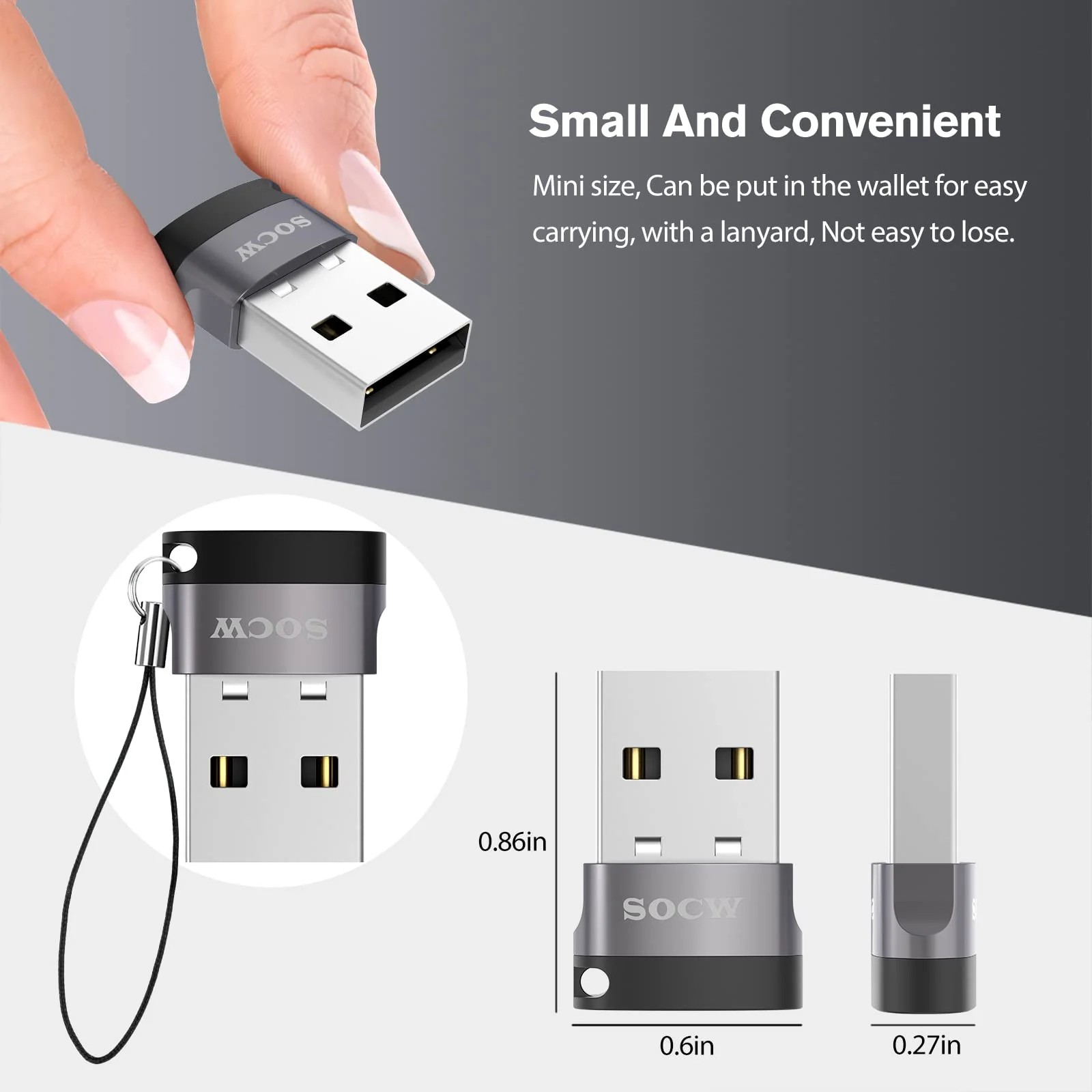USB C to USB Adapter [4 Pack] ,Type C Female to USB Male Charger Cable Adapter for iPhone 11 12 13 Mini Pro Max,iPad Air 6 Apple Watch Series 7 AirPods 3 Samsung Galaxy,Google Pixel 5 4 3 XL, Grey - Image 5