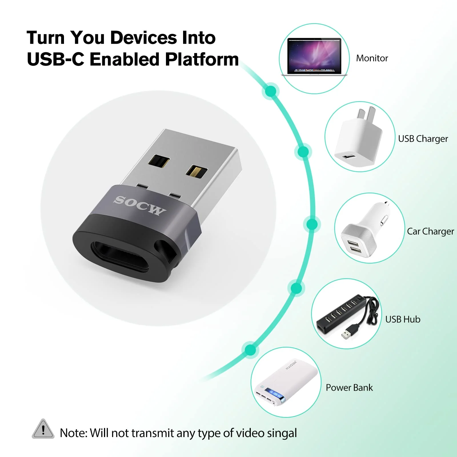 USB C to USB Adapter [4 Pack] ,Type C Female to USB Male Charger Cable Adapter for iPhone 11 12 13 Mini Pro Max,iPad Air 6 Apple Watch Series 7 AirPods 3 Samsung Galaxy,Google Pixel 5 4 3 XL, Grey - Image 6