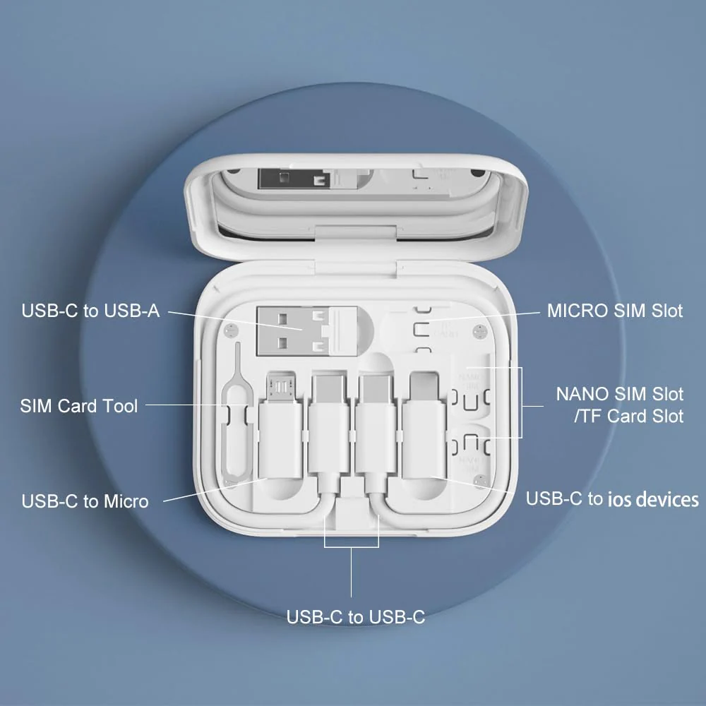 USB-C to USB Adapter, USB C Male Cable Box Contains Makeup Mirror/USB C Cable/Micro USB to USB C/USB A to USB C, Cell Phone OTG Adapters for iPhone 14/15, Google Pixel, Samsung Galaxy White - Image 4