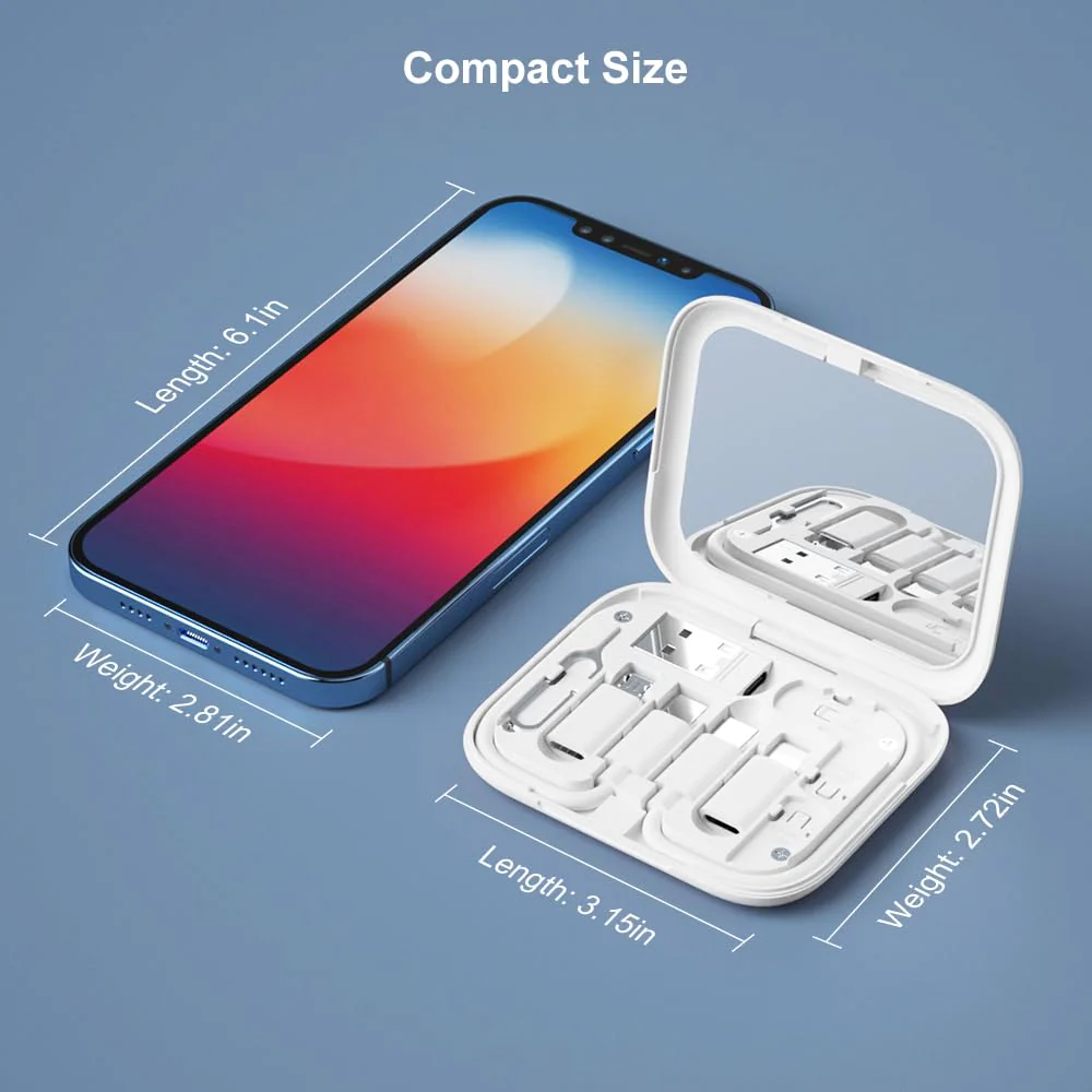 USB-C to USB Adapter, USB C Male Cable Box Contains Makeup Mirror/USB C Cable/Micro USB to USB C/USB A to USB C, Cell Phone OTG Adapters for iPhone 14/15, Google Pixel, Samsung Galaxy White - Image 5