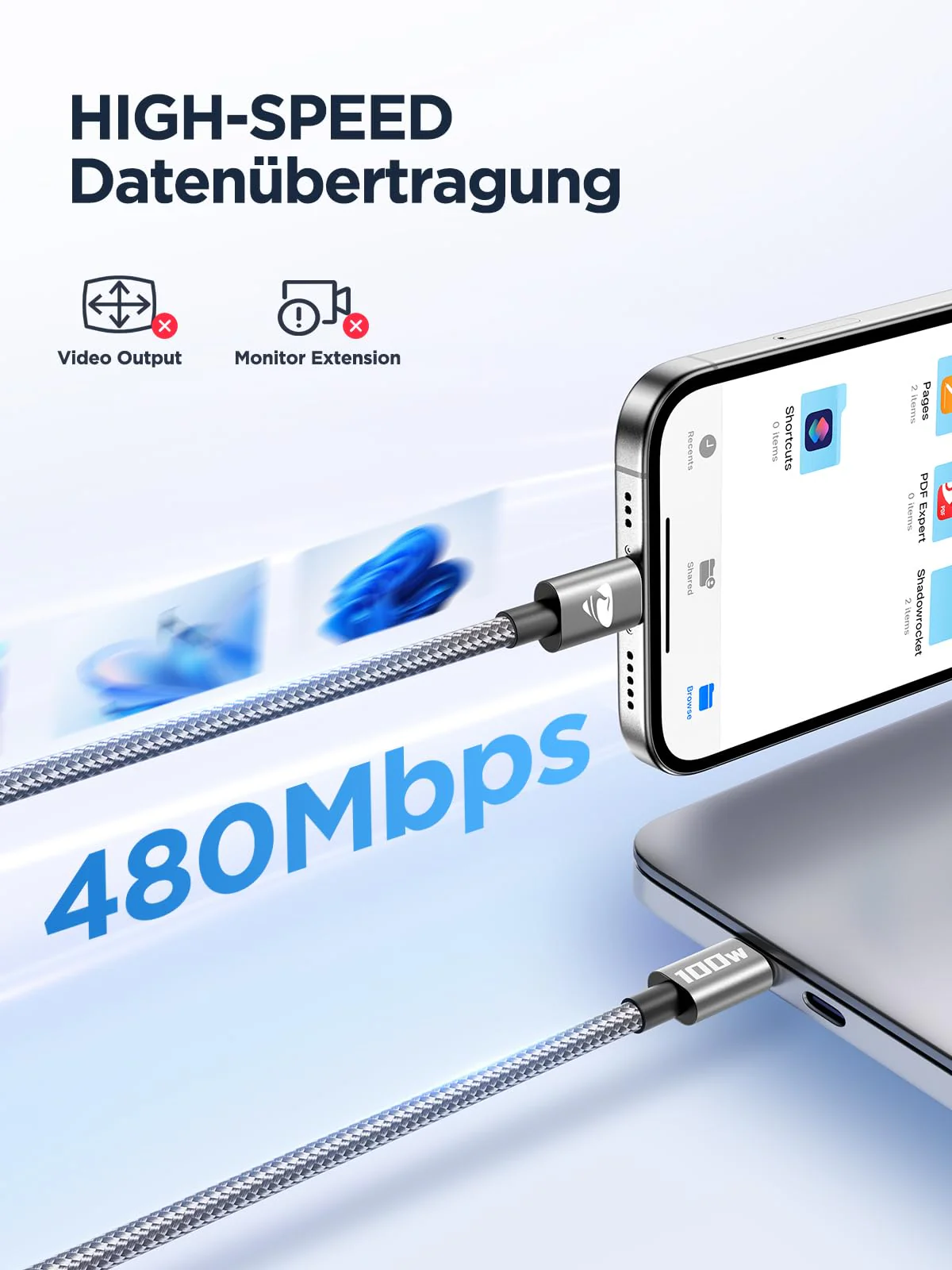 USB C to USB C Cable [2 Pieces 2 M + 2 M] 100 W USB C Cable PD Fast Charging Cable Nylon USB Type C Charging Cable for iPhone 16 Pro Max, iPhone 15, Samsung S24 S23 S22 S21, iPad Pro, MacBook Pro/Air, 2M+2M gray - Image 5