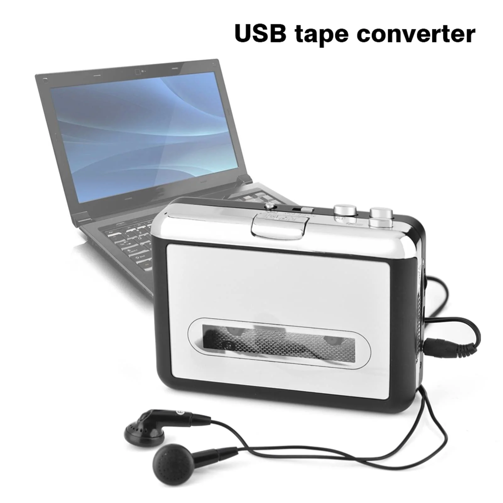 USB Cassette Tape to MP3 CD Converter,Audio Music Player with Headphones for MP3 Player or CD Burning - Image 2