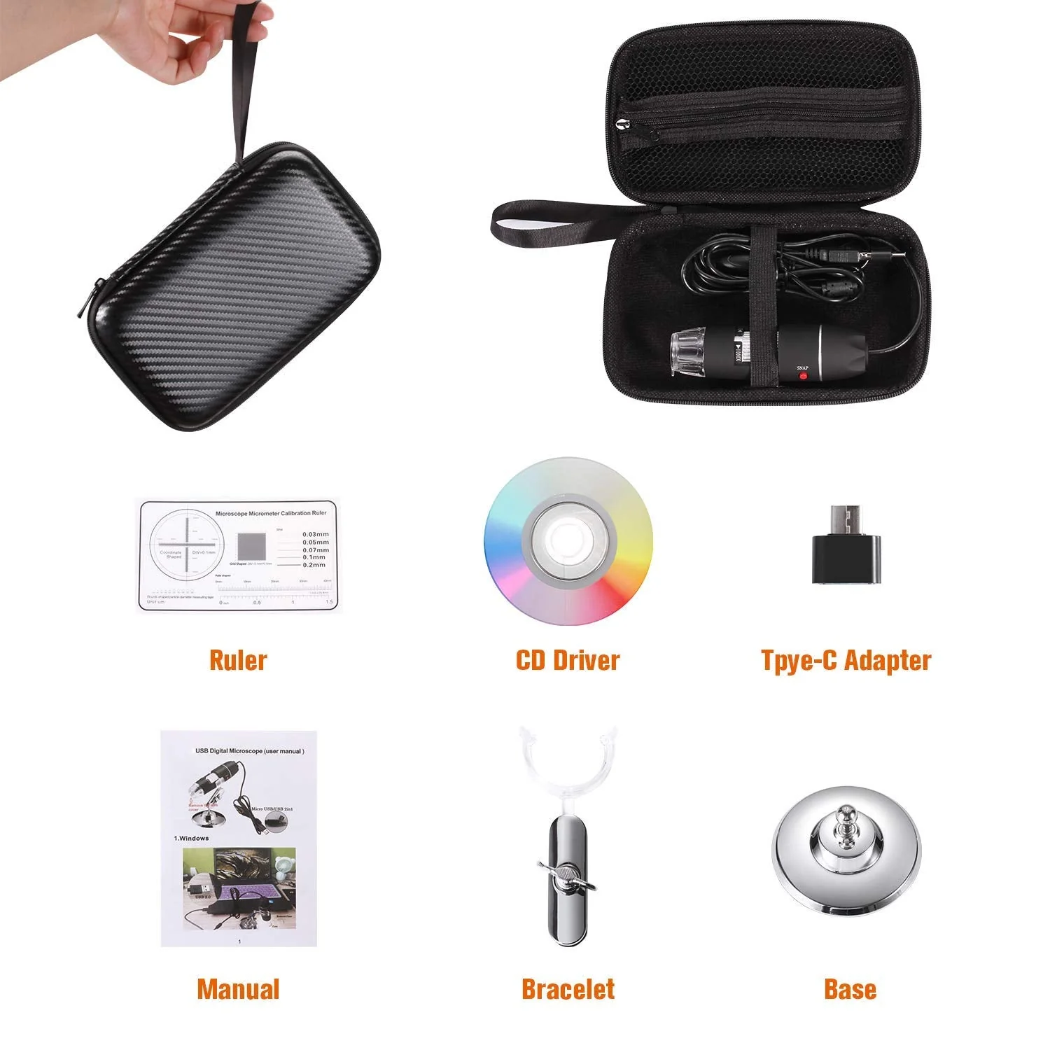 USB Digital Microscope 40X to 1000X, 8 LED Magnification Endoscope Camera with Carrying Case & Metal Stand, Compatible for Android Windows 7 8 10 11 Linux Mac (Not for iPhone/iPad) - Image 6