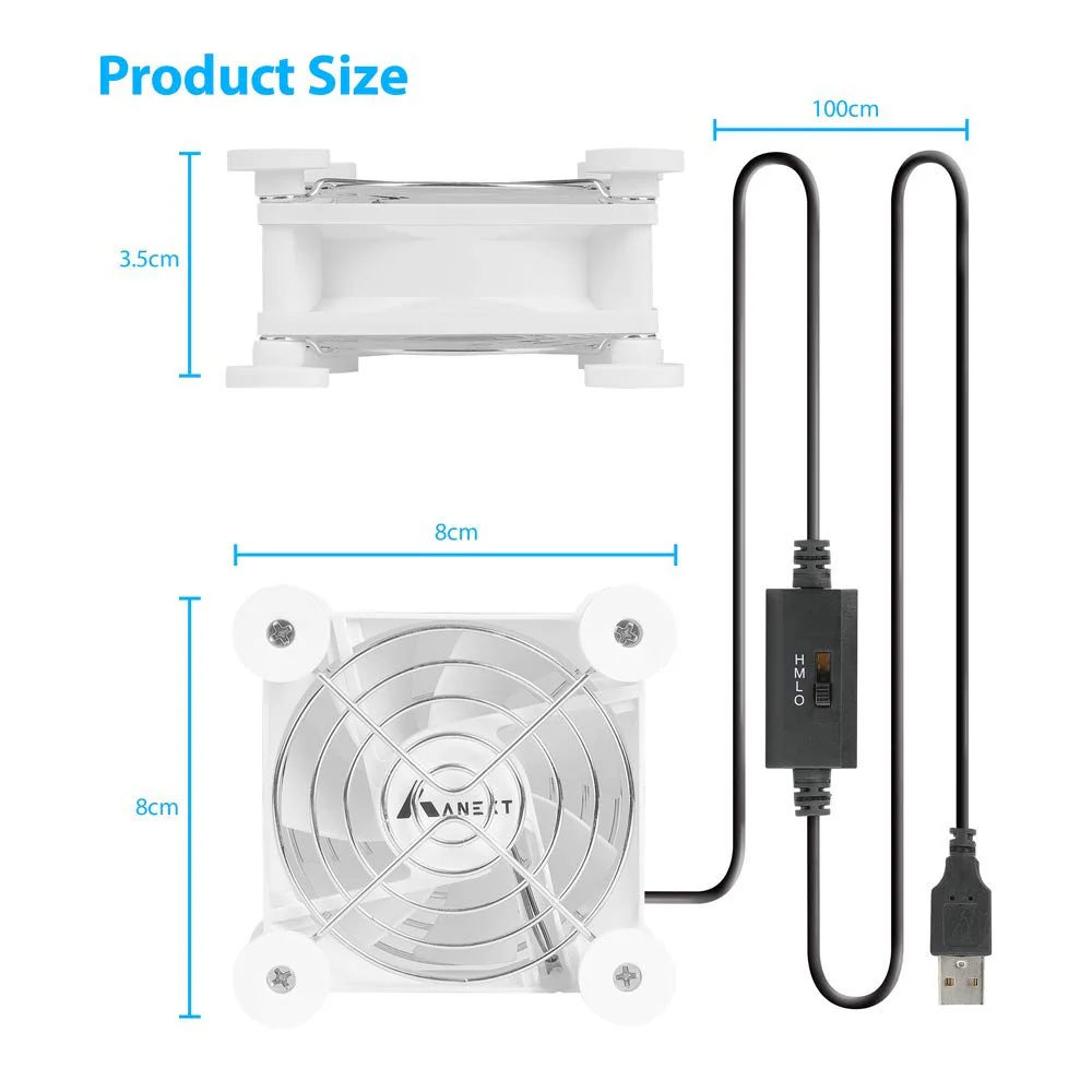 USB Fan, USB Computer Fan, Silent Fan for Receiver DVR PlayStation Xbox Computer, (80mm,White) 80mm White 1 - Image 6
