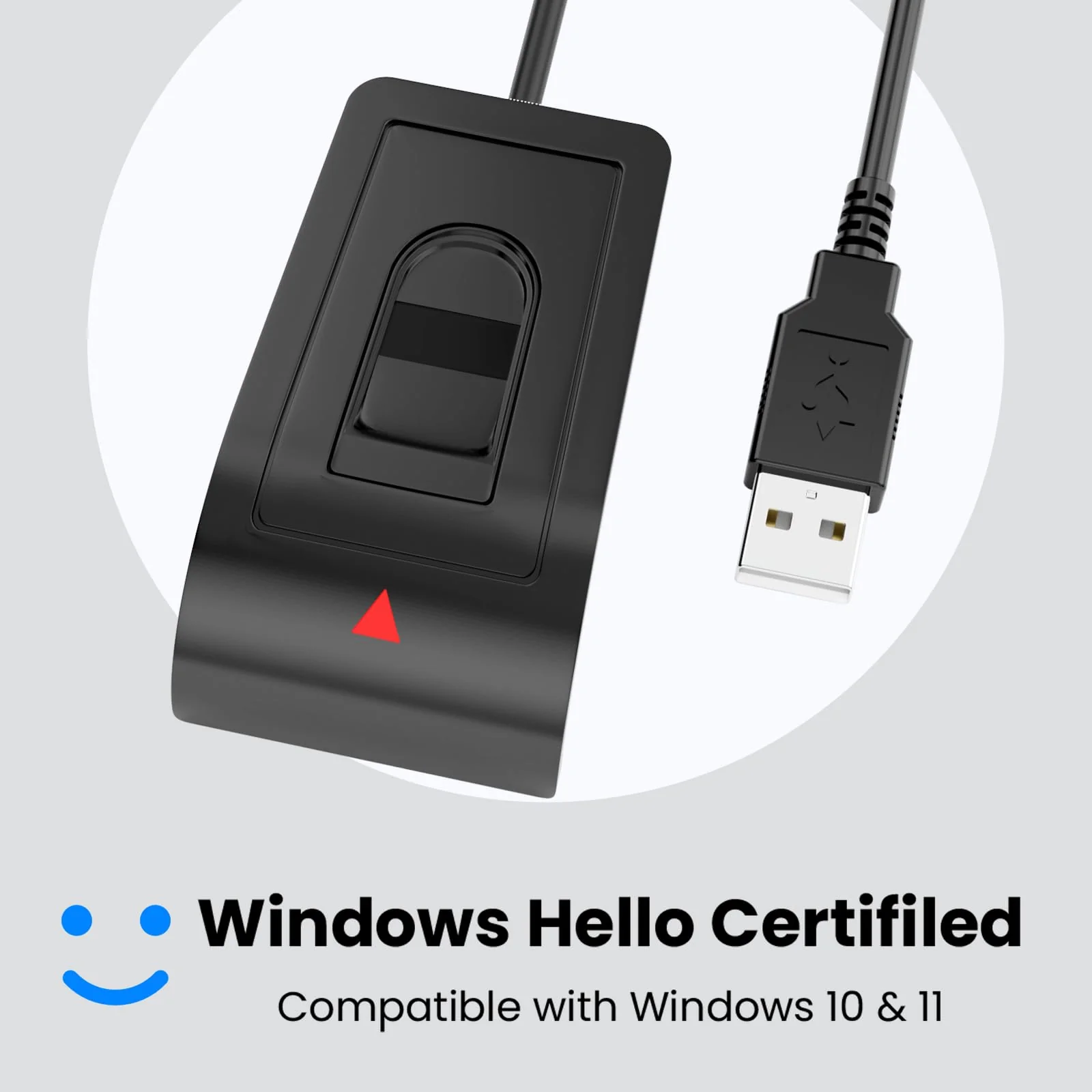 USB Fingerprint Reader for Windows 10/11 ONLY, Windows Hello Fingerprint Scanner for PC Login, Match-in-Sensor Security, Plug & Play, 4ft Extension Cable (Not for Mac/Linux) Black - Image 5