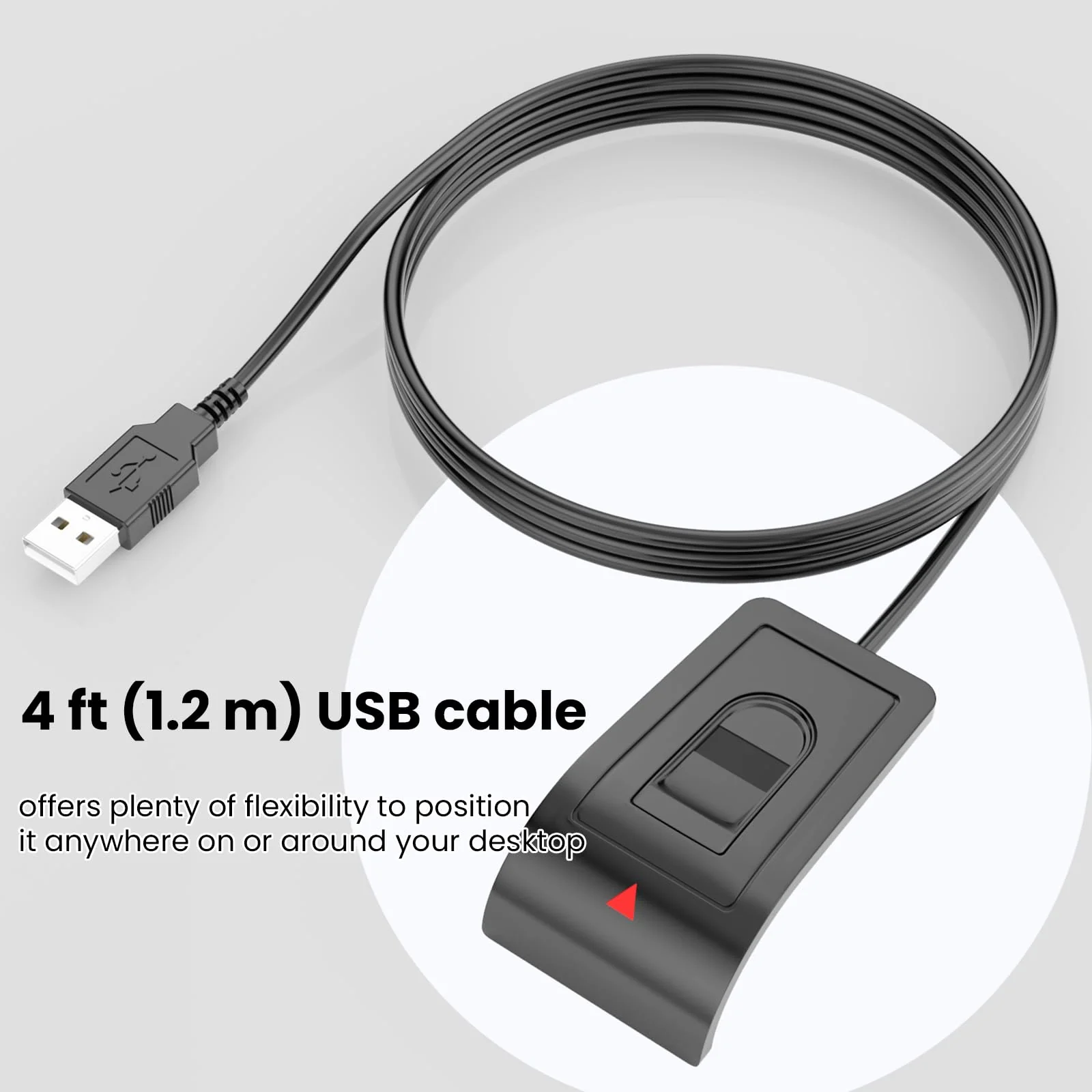 USB Fingerprint Reader for Windows 10/11 ONLY, Windows Hello Fingerprint Scanner for PC Login, Match-in-Sensor Security, Plug & Play, 4ft Extension Cable (Not for Mac/Linux) Black - Image 6
