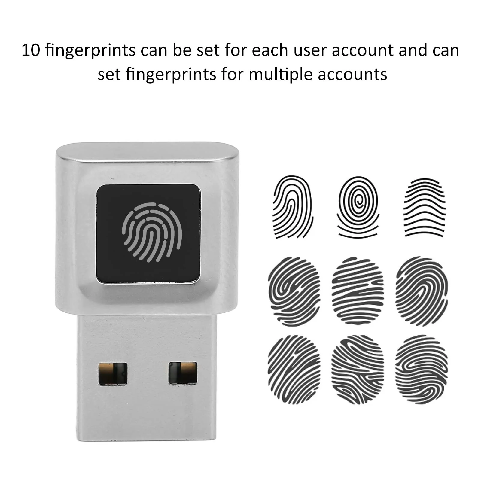 USB Fingerprint Reader, Mini Fingerprint Scanner Window Hello Biometric Finger Print Reader Sensor for PC Laptop Computer, 360 Degrees Touch Fast Matching - Image 2