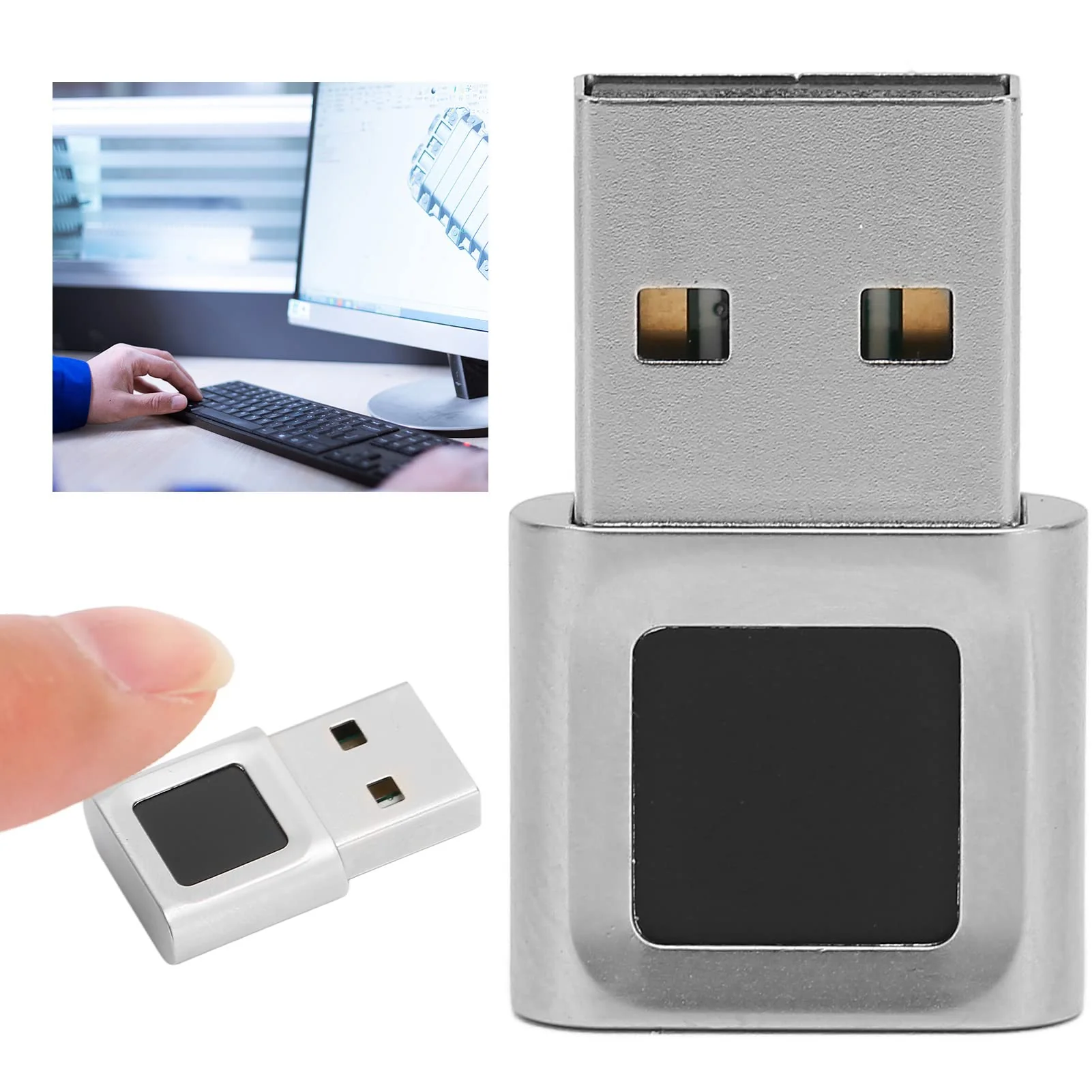 USB Fingerprint Reader, Mini Fingerprint Scanner Window Hello Biometric Finger Print Reader Sensor for PC Laptop Computer, 360 Degrees Touch Fast Matching - Image 3