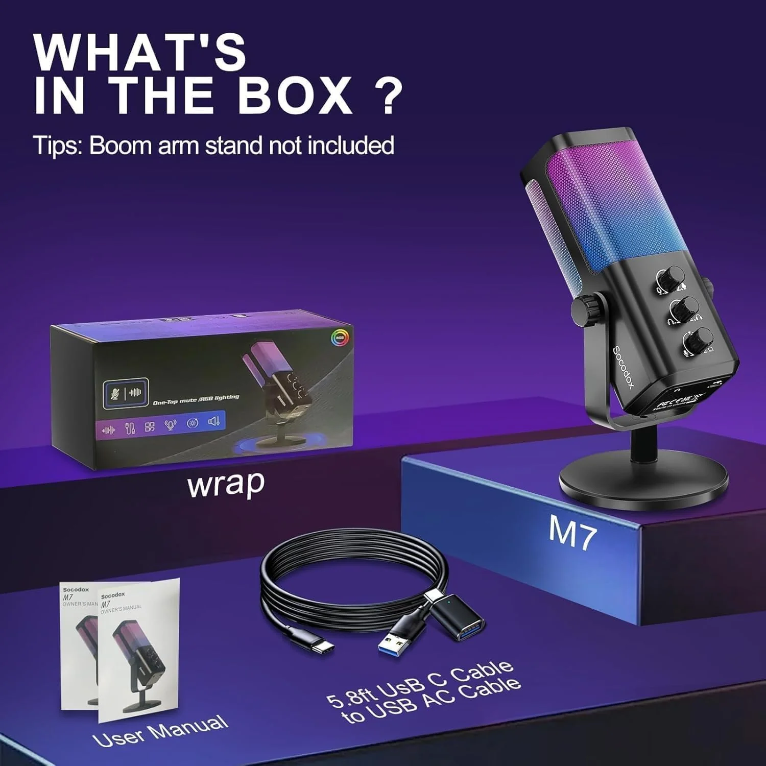 USB Gaming Microphone with Game Chat Balance, RGB Condenser Mic with Noise Cancellation, Quick Mute & Monitoring, for Streaming/Discord/Twitch/Podcast/Videos/ASMR, for PC/Computer/PS4/PS5/Mac - Image 7